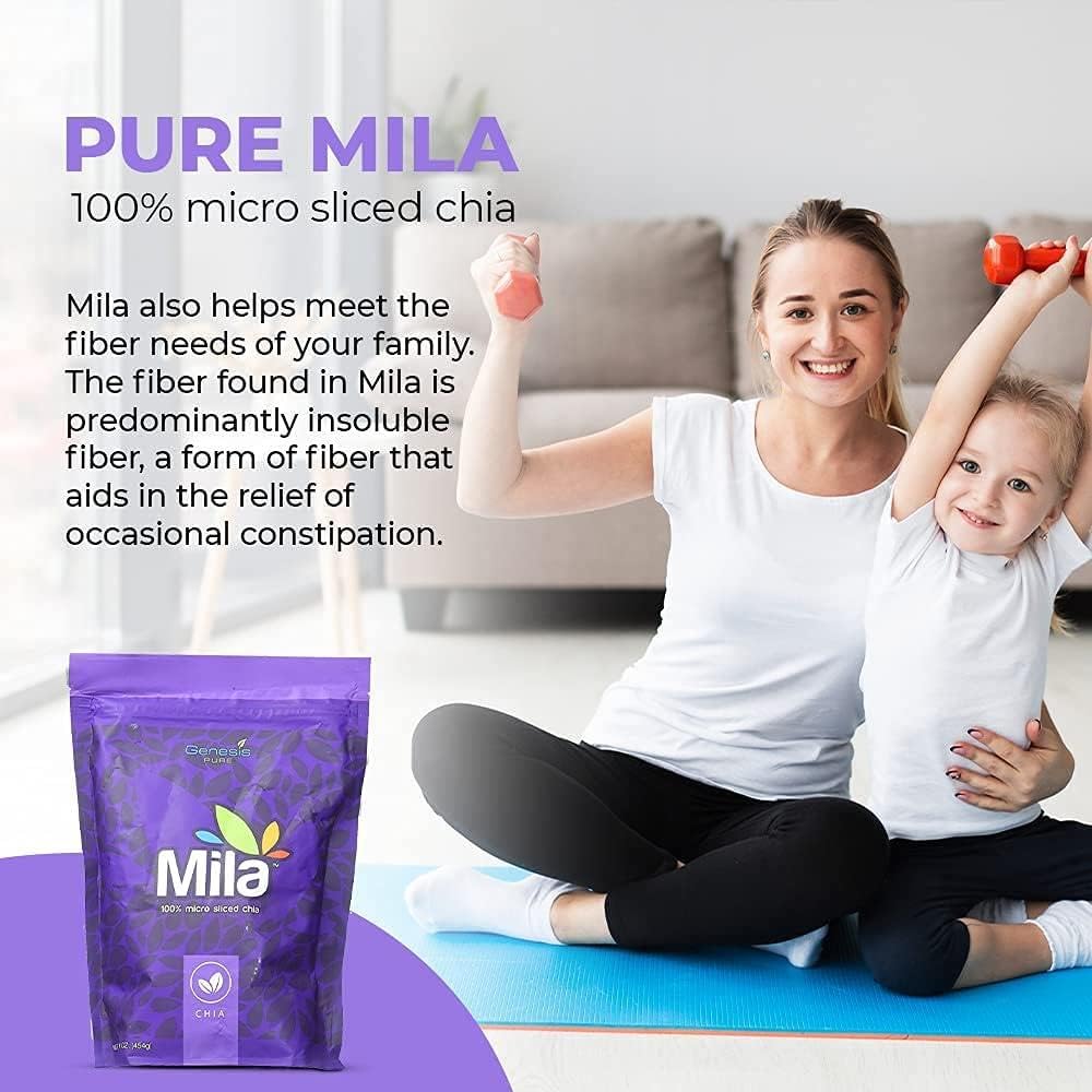Organic Pure Mila Chia Seeds 16oz Pack - High in Omega-3 & Fiber | Micro-Sliced for Better Absorption | Vegan, Gluten-Free Superfood | Perfect for Smoothies, Baking & Healthy Meals | Breakfast, Snacks & Weight Loss Aid