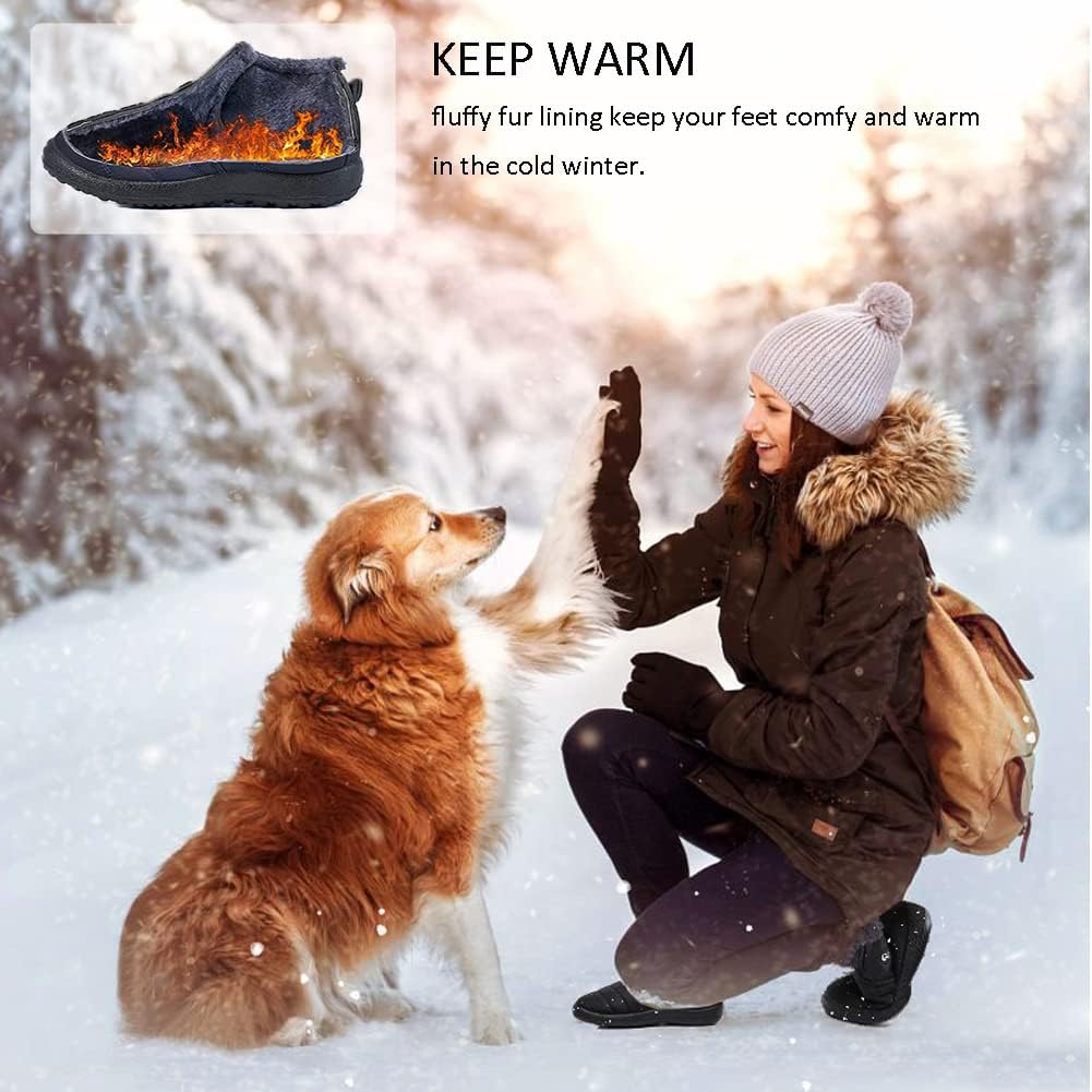 Women's Winter Snow Boots - Fur Lined Waterproof Ankle Booties with Slip-Resistant Sole | Warm Slip-On Shoes for Snowy Weather, Outdoor Activities & Casual Wear