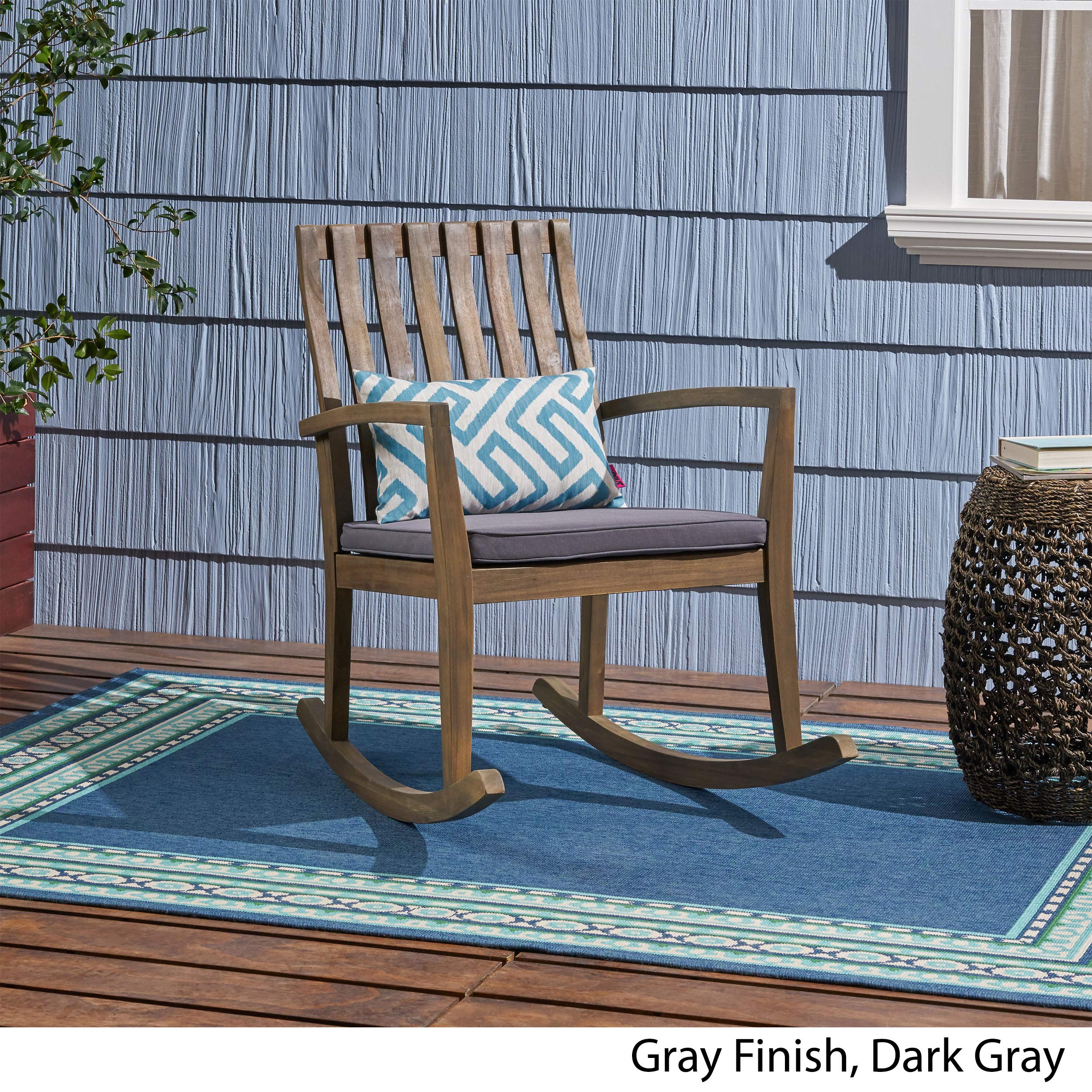 Premium Gray Patio Rocking Chair with Dark Gray Finish - Outdoor Relaxation & Garden Furniture for Backyard, Porch & Deck