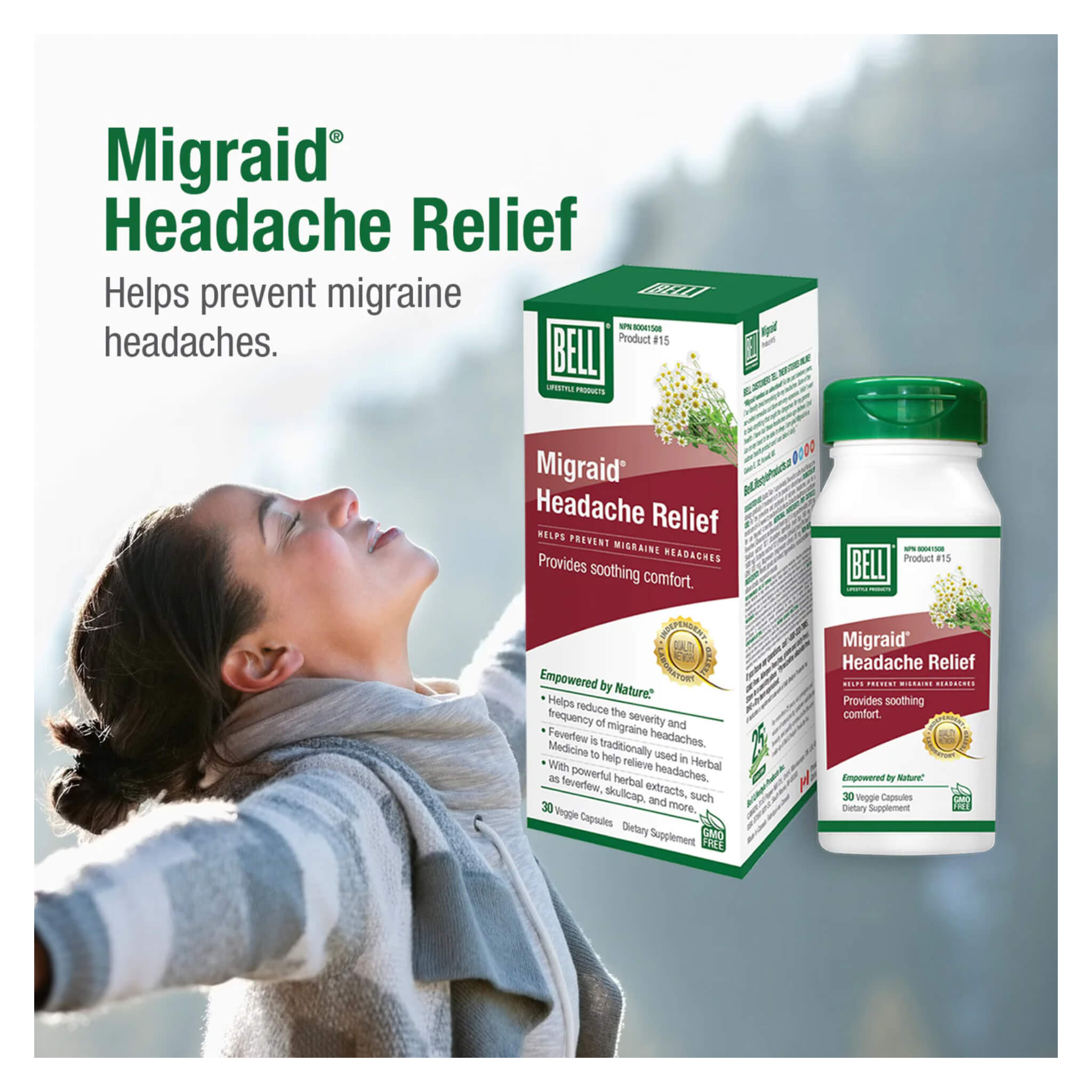Migraid Headache Relief Capsules - Fast-Acting Migraine & Tension Headache Pain Relief - Natural Formula for Adults - Perfect for Work, Travel & Stress Relief
