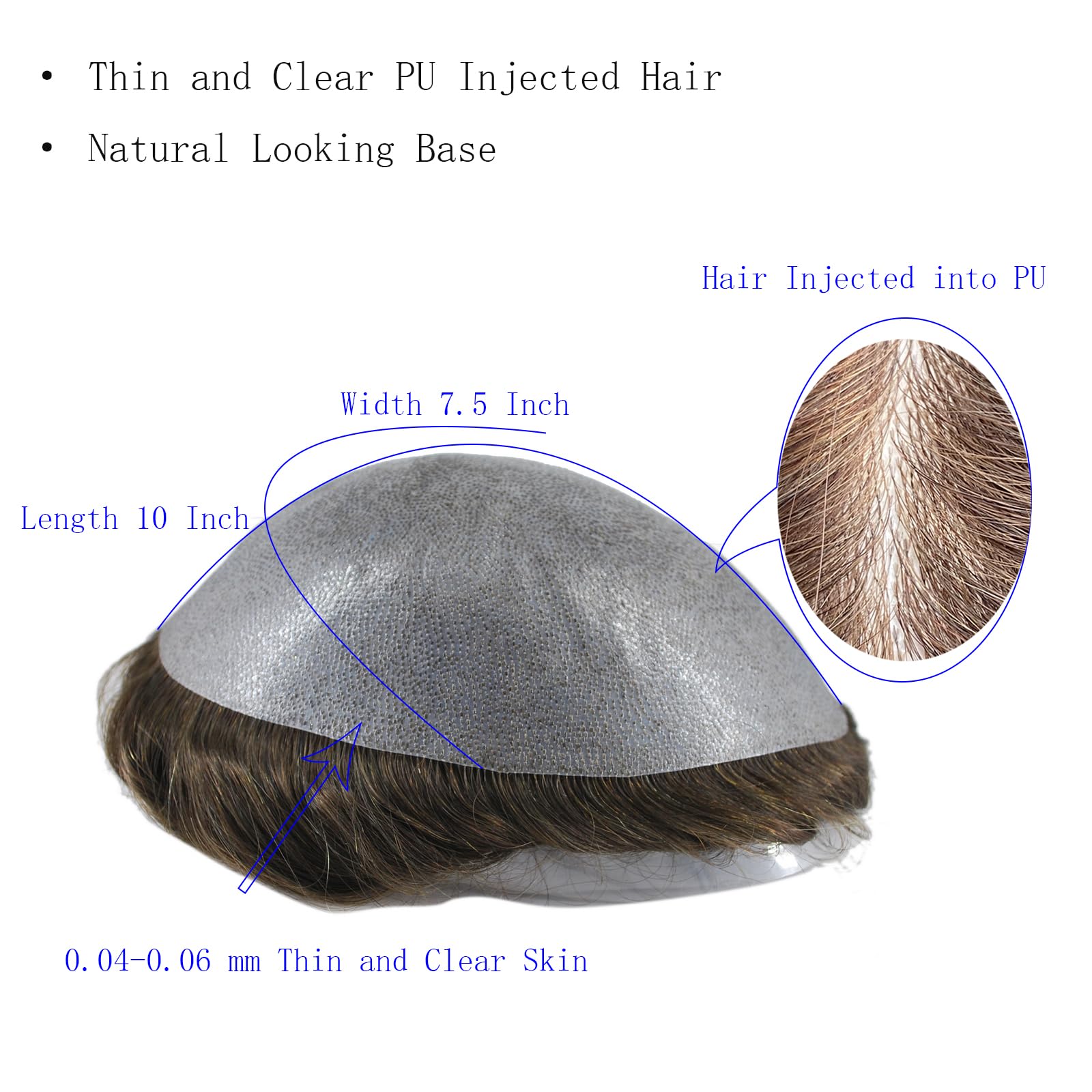 Men's Grey Hair Toupee - 100% Human Hair Replacement System - Light Brown Mixed with White - Style #660 - In Stock - Perfect for Thinning Hair & Bald Spot Coverage - Great for Daily Wear & Special Occasions