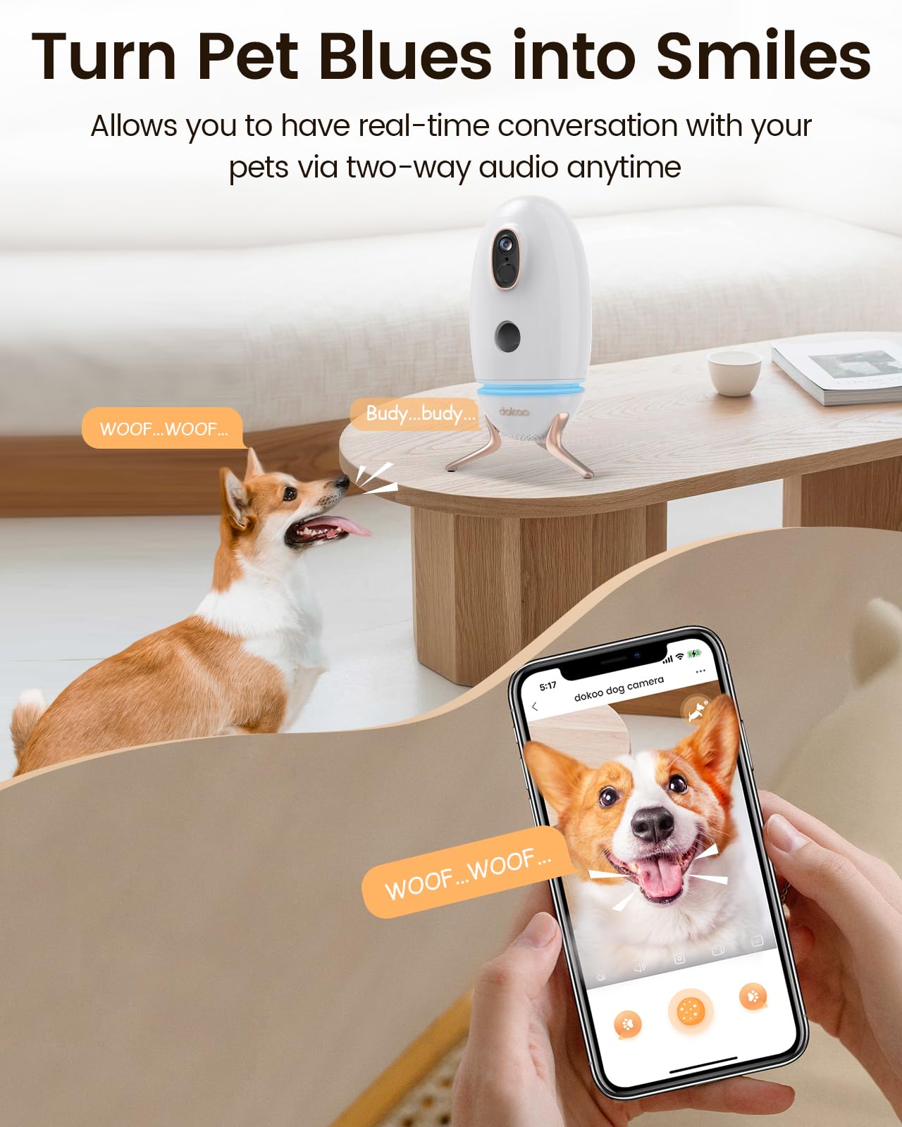 Smart Dog Camera with Treat Dispenser - 330° Panoramic View, 2K/4MP HD Pet Security Camera with Night Vision, 2.4GHz WiFi, 2-Way Audio & Free Cloud Storage - Perfect for Home Monitoring, Pet Training, and Remote Treat Dispensing