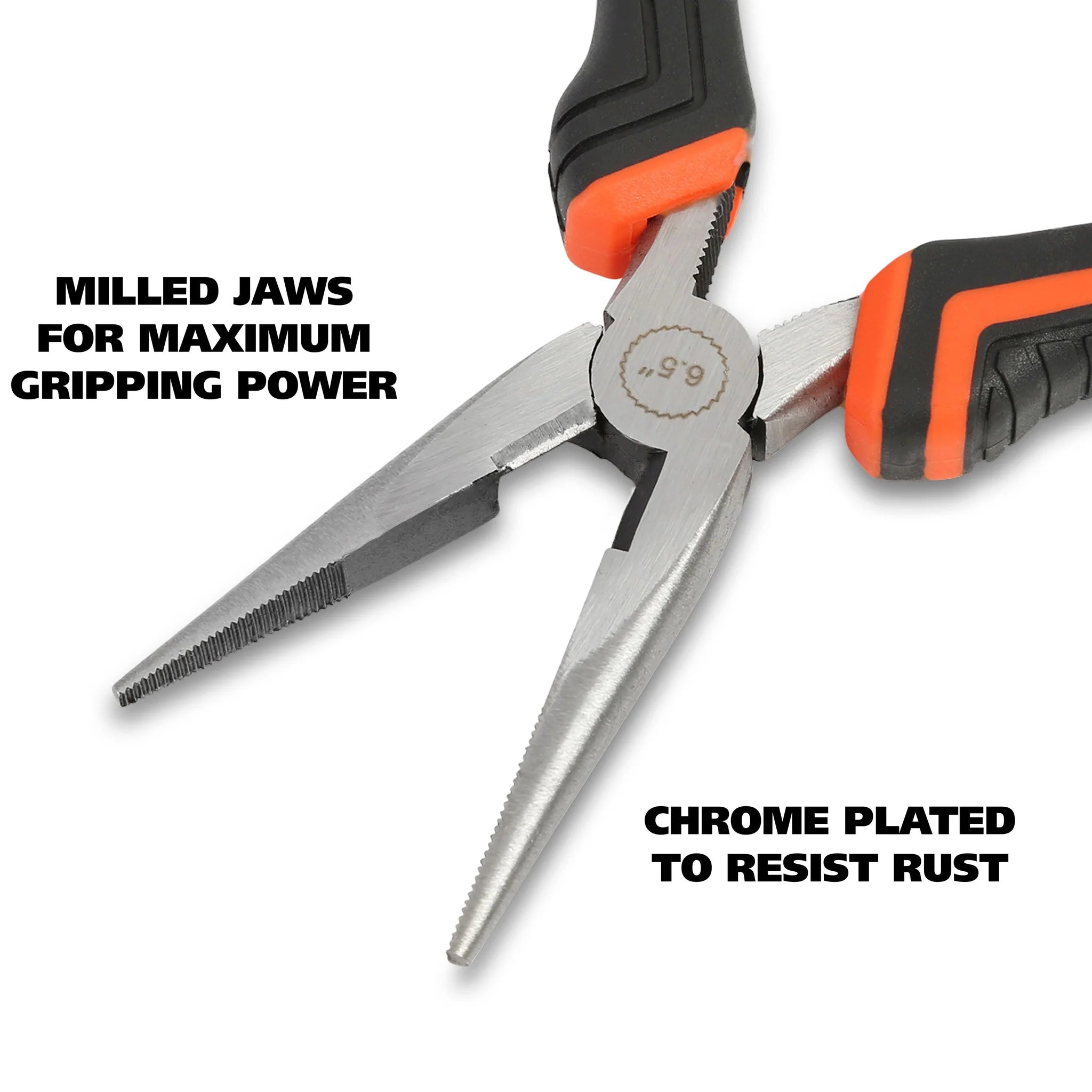 GreatNeck LN65C 6.5 Inch Long Nose Pliers - Premium Needle Nose Pliers for Electronics, Jewelry Making & DIY Projects - Durable Steel Construction with Comfort Grip Handles