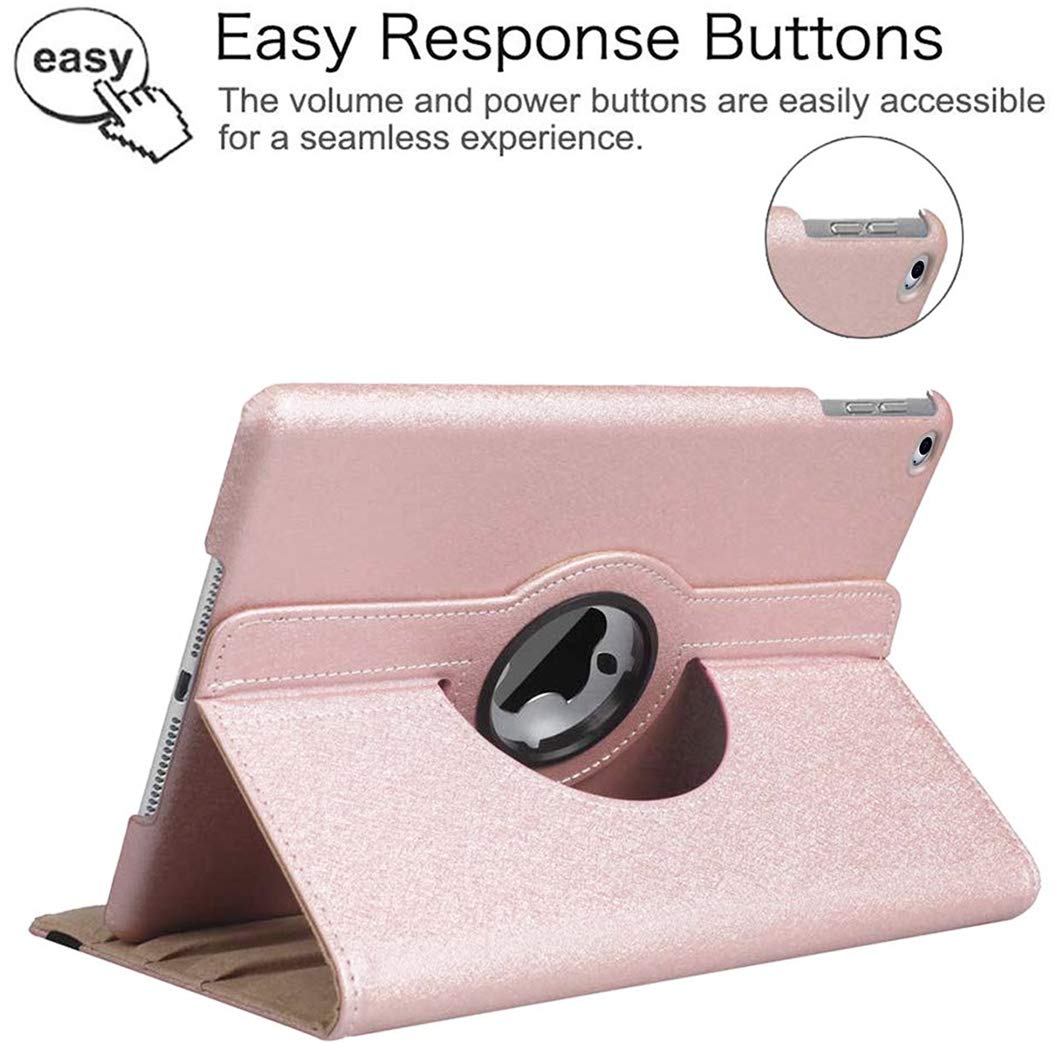 360° Rotating Stand Protective Case for iPad 9.7 inch (5th/6th Gen 2018/2017) & iPad Air 2 - Auto Sleep/Wake Smart Cover with Shock Absorption - Rose Gold | Perfect for Work, Travel & Home Use