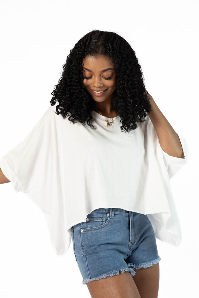 Great Days Ahead Ivory Asymmetrical Hem Tee - Women's Casual T-Shirt with Unique Asymmetrical Hemline | Perfect for Everyday Wear, Date Nights & Weekend Outfits