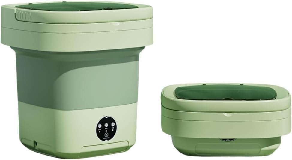Portable Mini Washing Machine 11L - Compact Front Load Washer with Quiet Operation, TPE & Food-Grade Silicone Drum - Ideal for Apartments, Dorms, RVs & Small Spaces - Green Countertop Semi-Automatic Laundry Solution