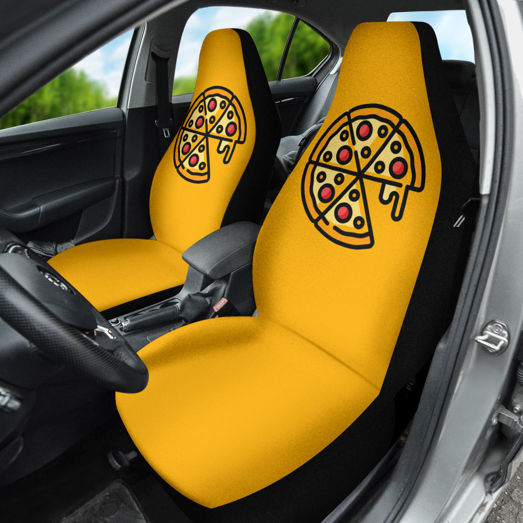Stylish Pizza Pattern Yellow Background Car Seat Covers - Universal Fit for Cars, Trucks & SUVs - Waterproof & Comfortable (Style 1 210102) - Perfect for Road Trips, Daily Commutes & Pizza Lovers