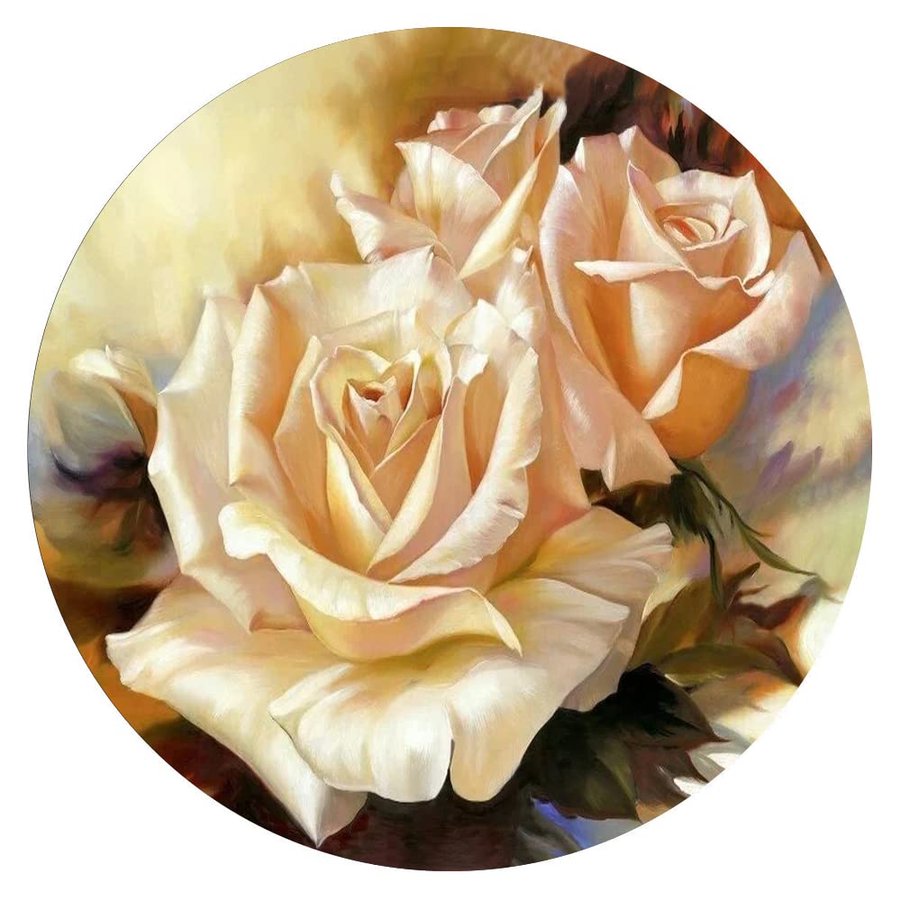 300-Piece Round Wooden Wall Art Puzzle - Flower Oil Painting Series, Stress Relief & Educational Toy for Adults & Kids, Perfect for Family Bonding, Home Decor, and Relaxation Activities