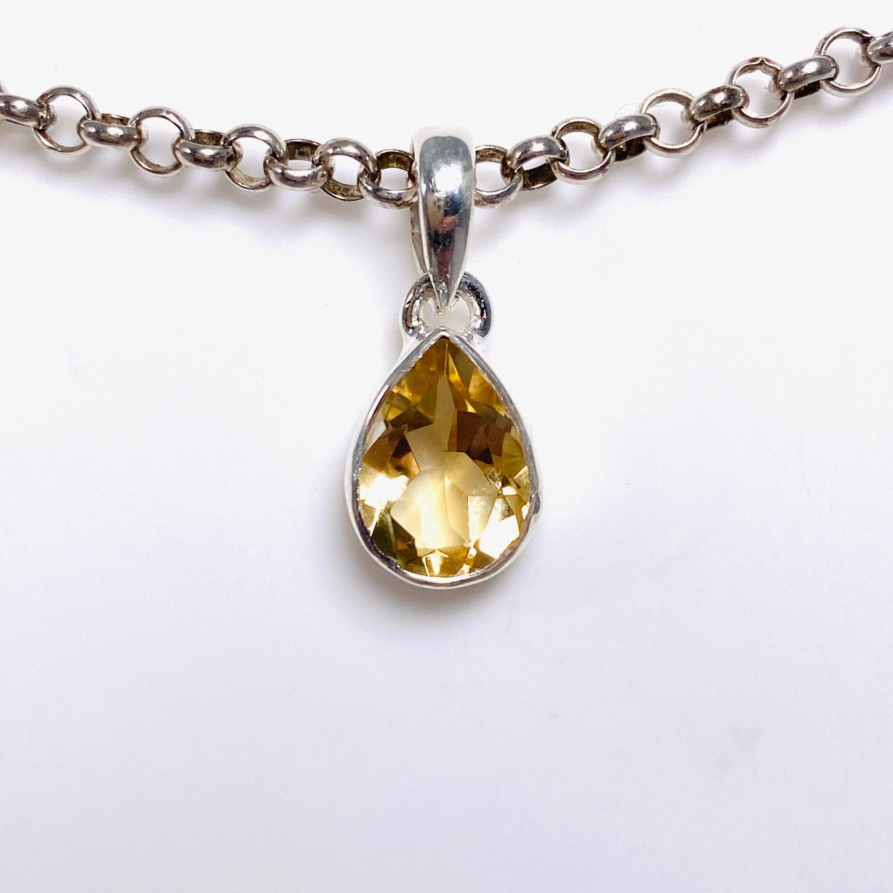 Elegant Petite Teardrop Faceted Pendant Necklace G2126T - Perfect for Daily Wear, Date Nights & Special Occasions