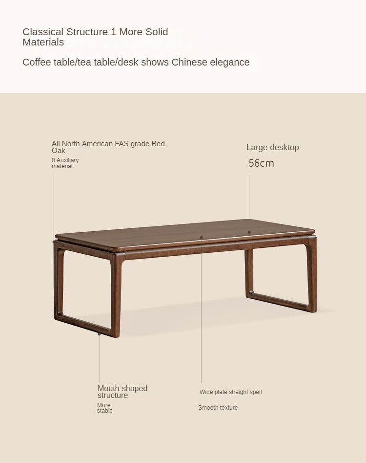 Premium Oak & Black Walnut Solid Wood Tatami Tea Table - Japanese Style Low Coffee Table for Living Room, Zen Meditation, and Tea Ceremony