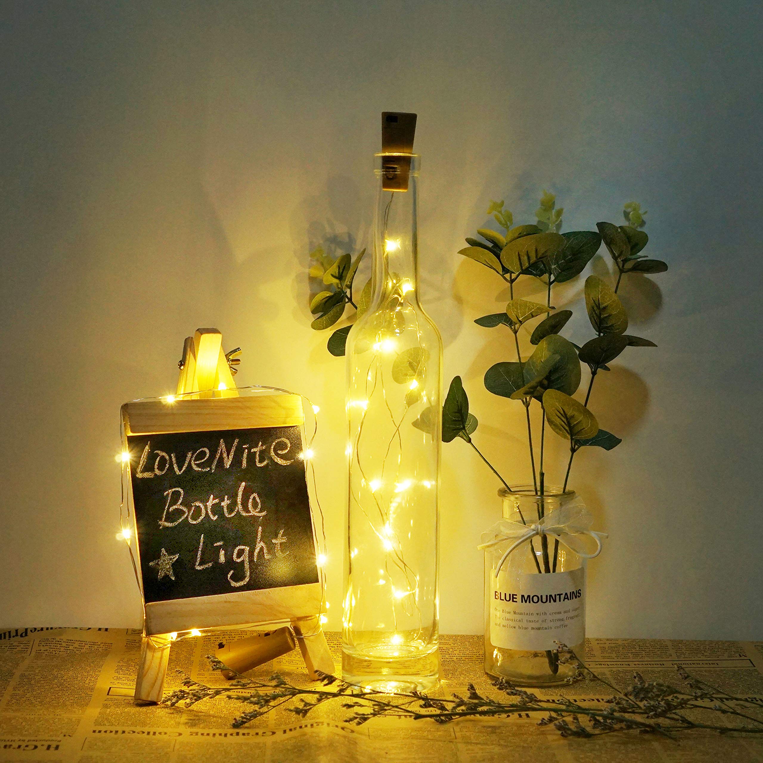 Battery Operated 20 LED Wine Bottle Lights with Cork - Cork Shape Silver Wire Fairy String Lights for DIY, Party, Wedding & Holiday Decor (Warm White, 6 Pack) - Perfect for Christmas, Halloween, Home Decoration & Table Centerpieces