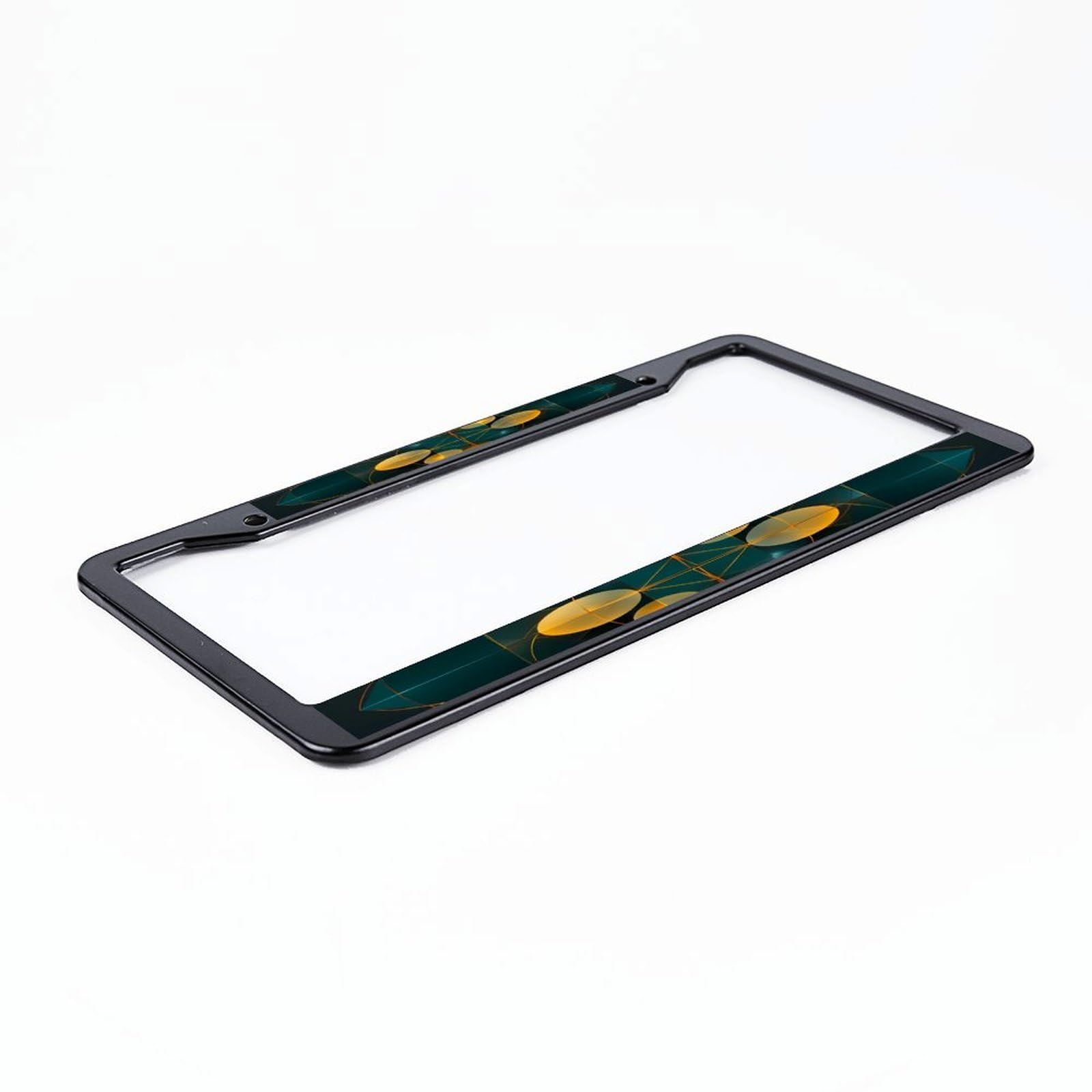 Universal 6x12 Inch Geometry Car License Plate Frame - Durable Auto Accessory for Cars, Trucks & SUVs - Perfect for Customization & Personalization (Black)