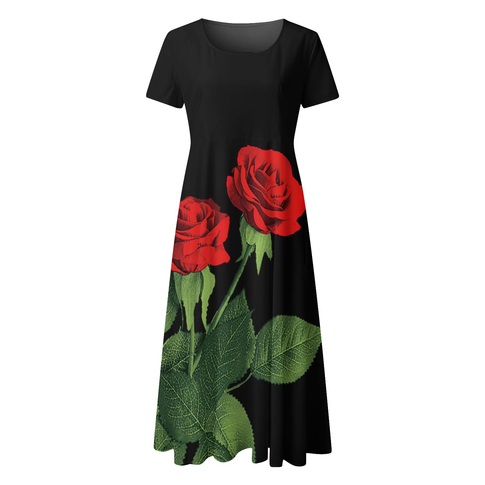 GTMANG Women's Floral Print Summer Dress - Short Sleeve Boho Beach Dress with Crew Neck, Loose Fit for Casual Wear, Cocktail Parties & Vacation Outfits | Perfect for Beach Trips, Date Nights & Summer Getaways