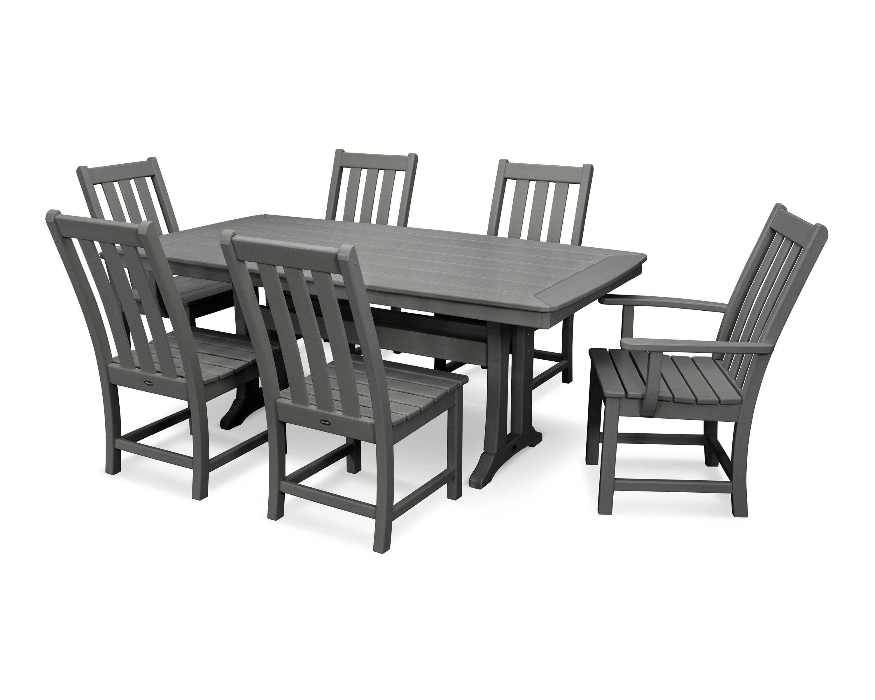 POLYWOOD Vineyard 7-Piece Nautical Trestle Dining Set - Outdoor Patio Furniture for Backyard, Poolside & Beachfront Dining