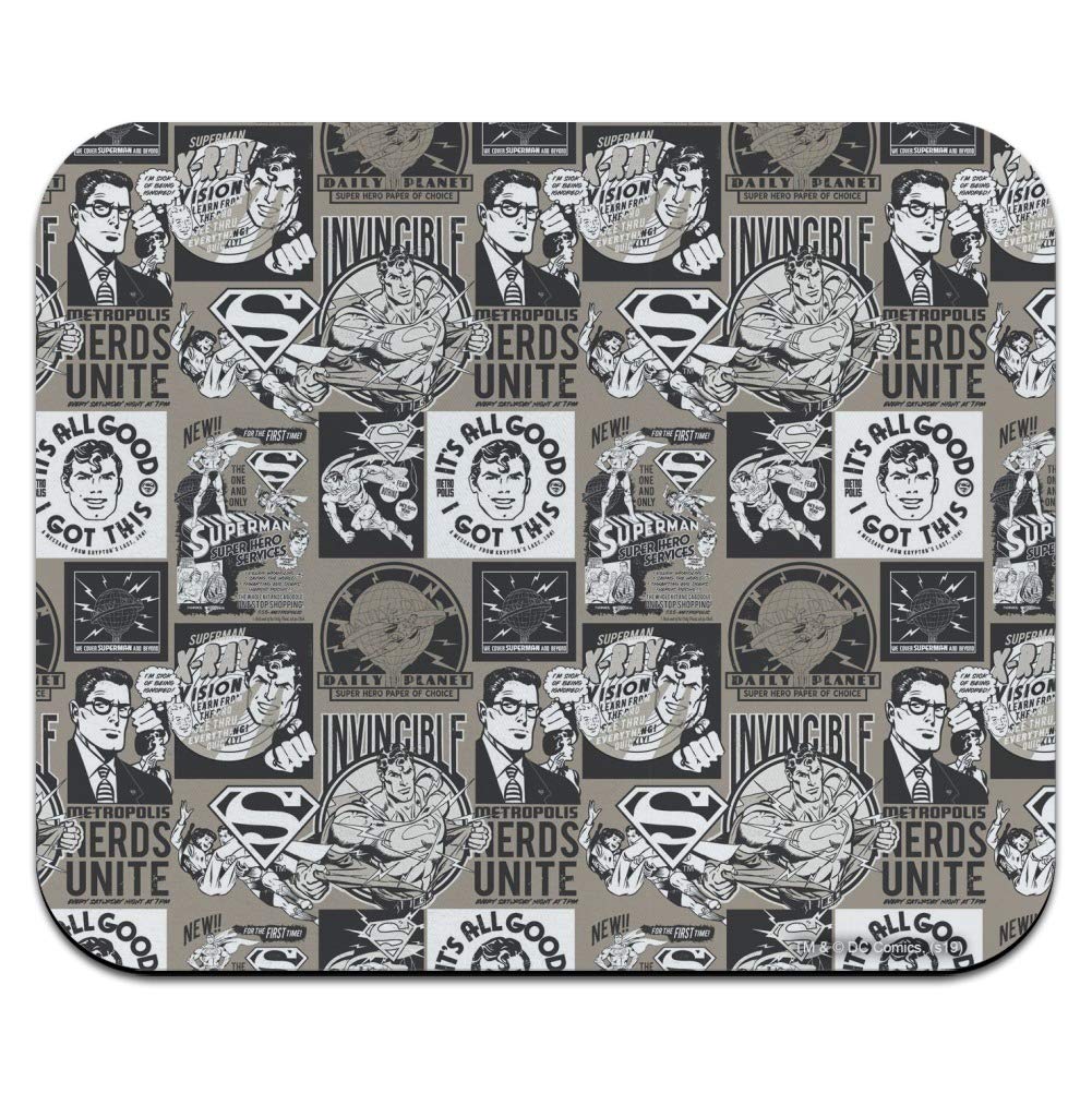 Superman Grey Pattern Low Profile Thin Gaming Mouse Pad - Non-Slip Rubber Base for PC, Laptop, Office & Home Use