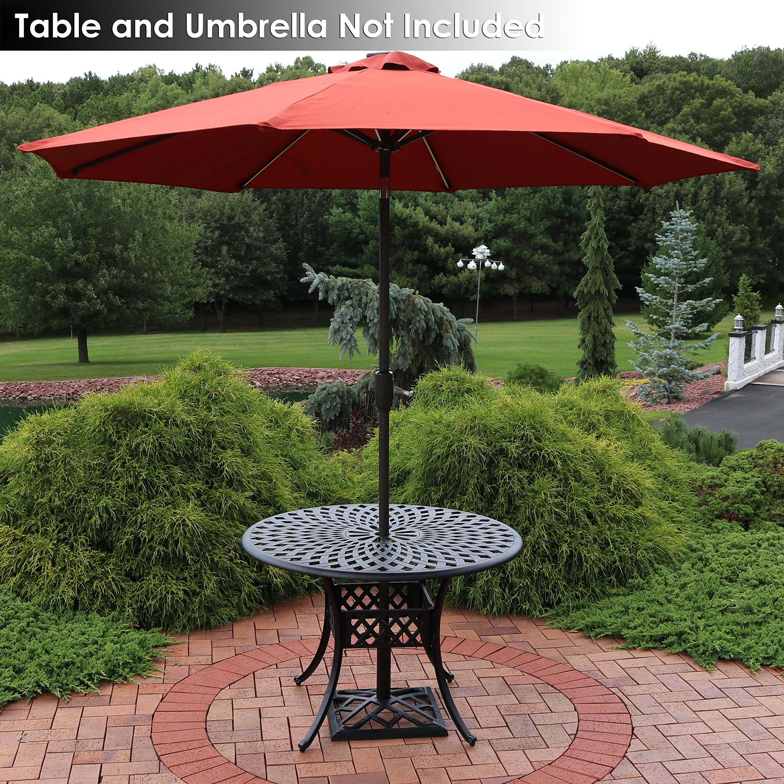 Sunnydaze 17-Inch Square Cast Iron Patio Umbrella Base Stand - Heavy Duty Geometric Design Outdoor Weighted Stand for Market Umbrellas - Perfect for Poolside, Garden, Deck, and Backyard Use