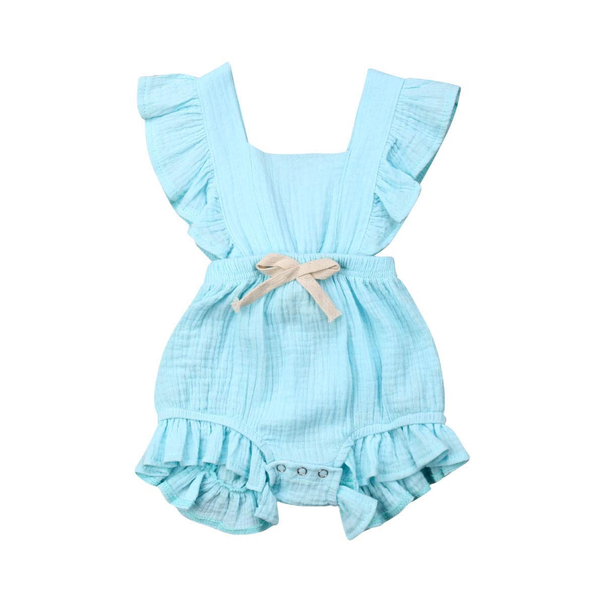 Adorable Baby Girl Romper with Ruffle & Bowknot - Soft Cotton Bodysuit Jumpsuit Outfit for Newborns 0-24 Months | Perfect for Summer, Photoshoots & Special Occasions
