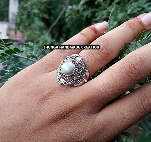 Healing White Howlite Ring - 925 Sterling Silver Bohemian Gypsy Ring with Turquoise Accents | Vintage Southwestern Style Promise Ring | Perfect Bridesmaid Gift, Buffalo Jewelry for Women - Ideal for Spiritual Healing, Boho Fashion & Special Occasions