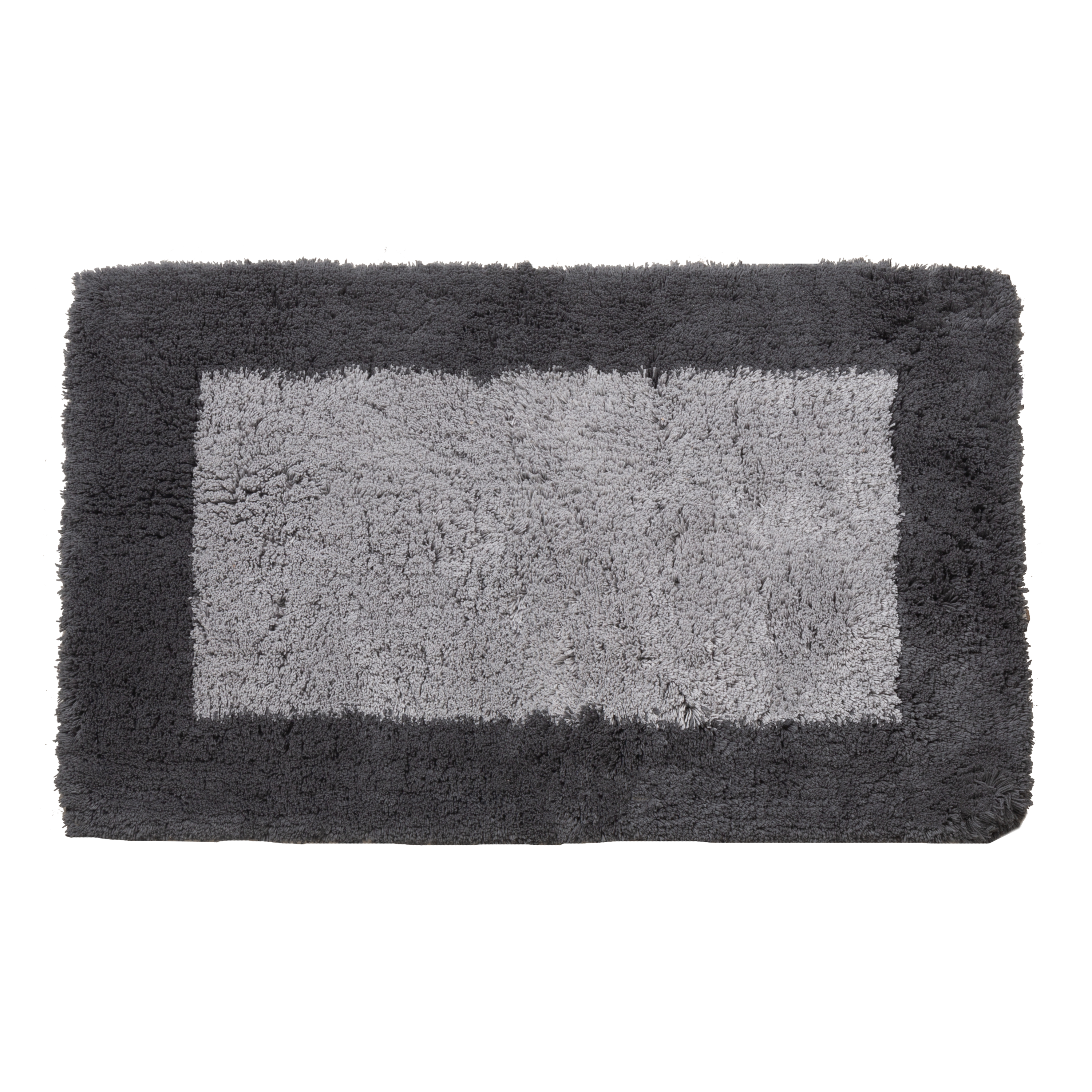 Bicolor Bath Rug Non-Slip Absorbent Bathroom Mat - Storm Gray & Silver Shaggy Rug for Bathroom Floor, Shower, Vanity Area - Soft Plush Memory Foam Bath Mat for Home Decor