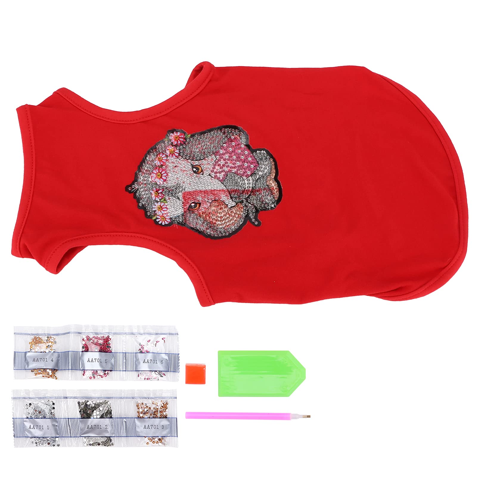 DIY Rhinestone Pet Vest - Bright Red, Size L for Dog Fashion