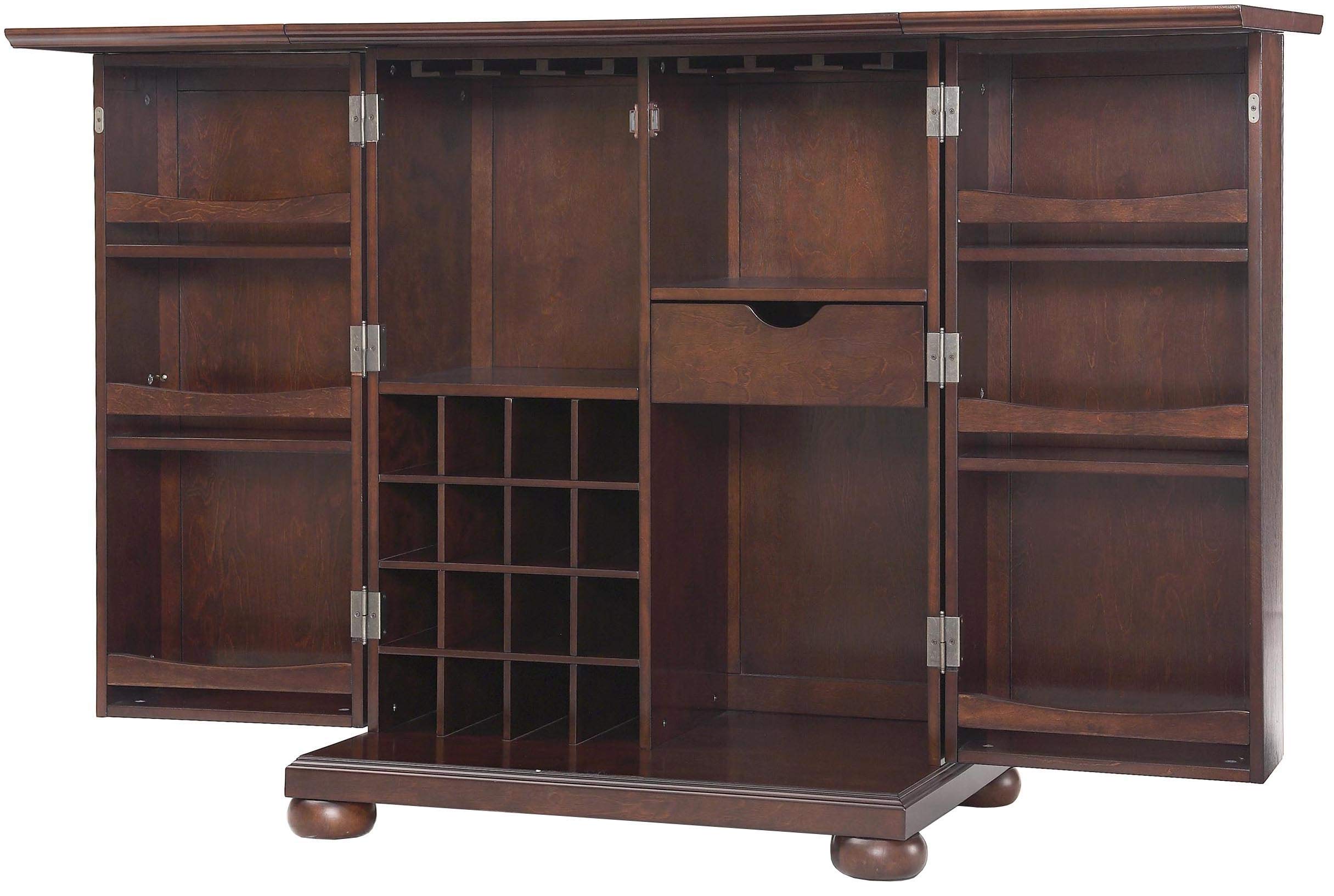 Crosley Furniture Alexandria Expandable Top Bar Cabinet - Vintage Mahogany Finish, Home Bar Storage for Wine, Liquor & Glassware - Perfect for Dining Room, Living Room & Home Bar Decor