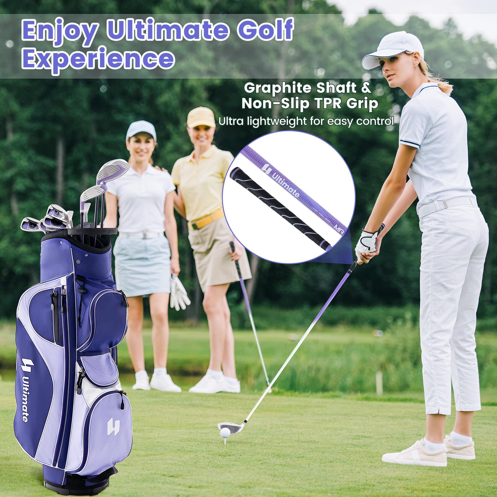 Premium Women's Complete Golf Club Set - Right Handed Ladies Golf Clubs with 460cc Alloy Driver, Fairway Wood, Hybrid, 6-9 Irons & Putter - Perfect for Beginners & Intermediate Golfers on the Course