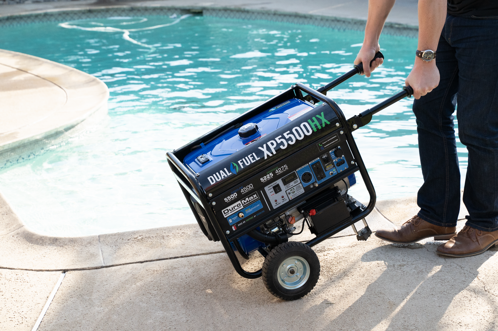 5500W Dual Fuel Portable Generator with CO Alert - Gas & Propane Powered for Camping, RV, Home Backup & Emergency Power