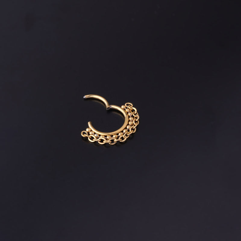16G Surgical Steel Indian Nose Ring with Chain Beads | Nose Clicker Hoop Piercing Jewelry for Women | Perfect for Parties, Festivals & Boho Style Outfits