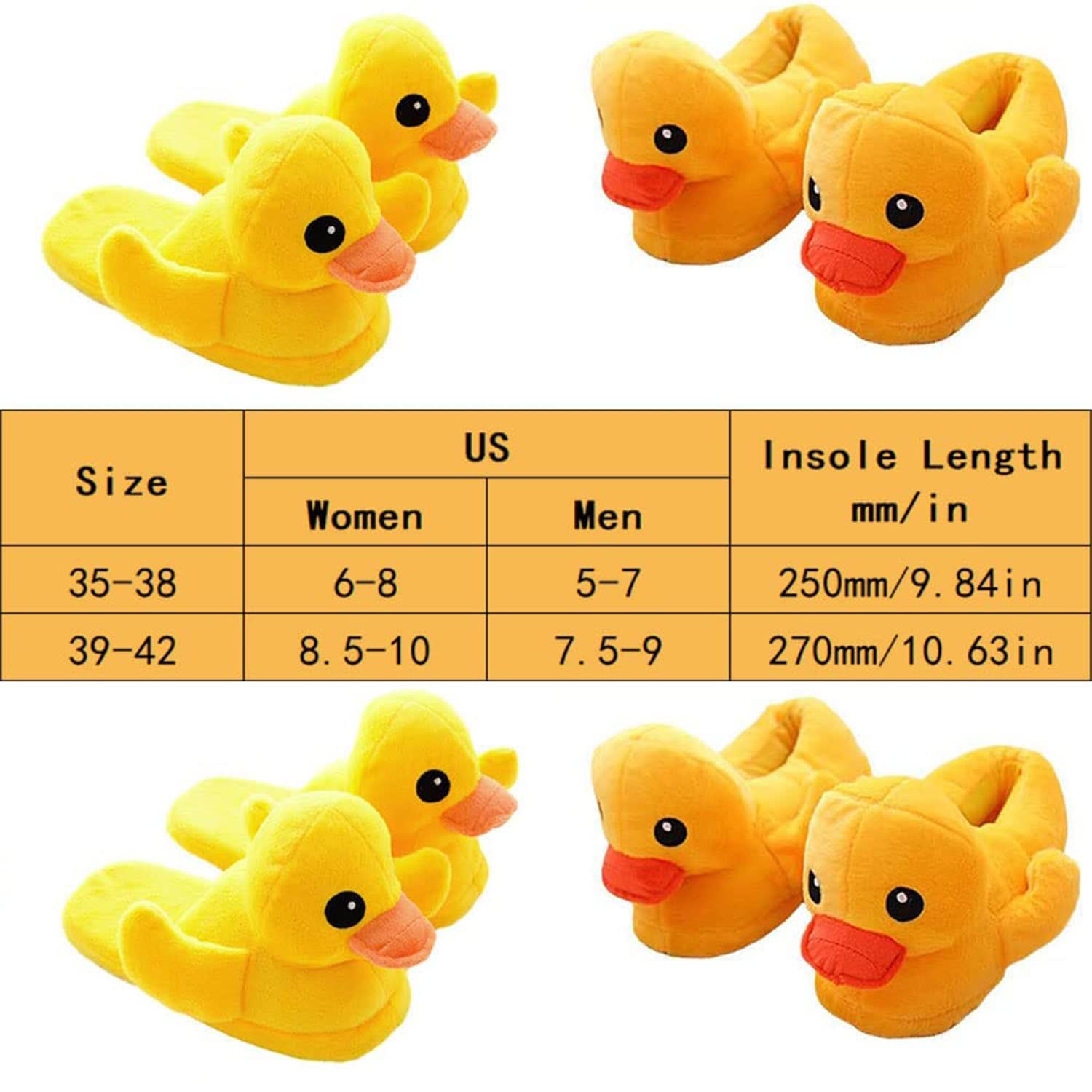 **Duck Slippers for Women & Men - Plush Yellow Duck House Slippers, Non-Slip Cartoon Animal Slippers - Cozy & Cute for Home, Lounge, and Gifts**