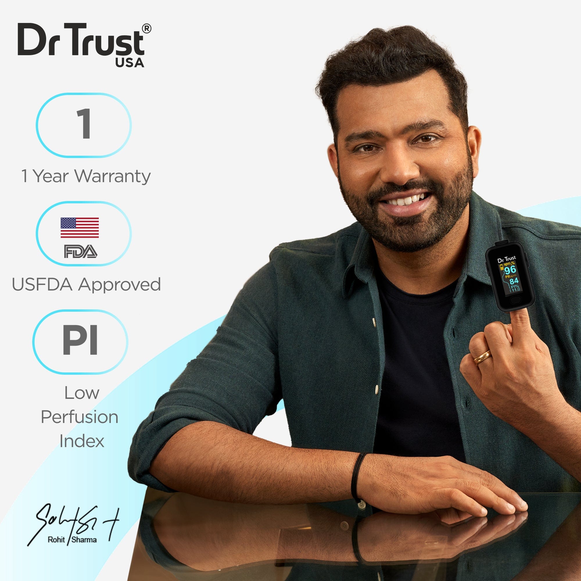 Dr Trust USA Signature Fingertip Pulse Oximeter - Accurate Spo2 & Heart Rate Monitor for Adults & Kids - Black - Ideal for Home Use, Travel, and Sports Activities