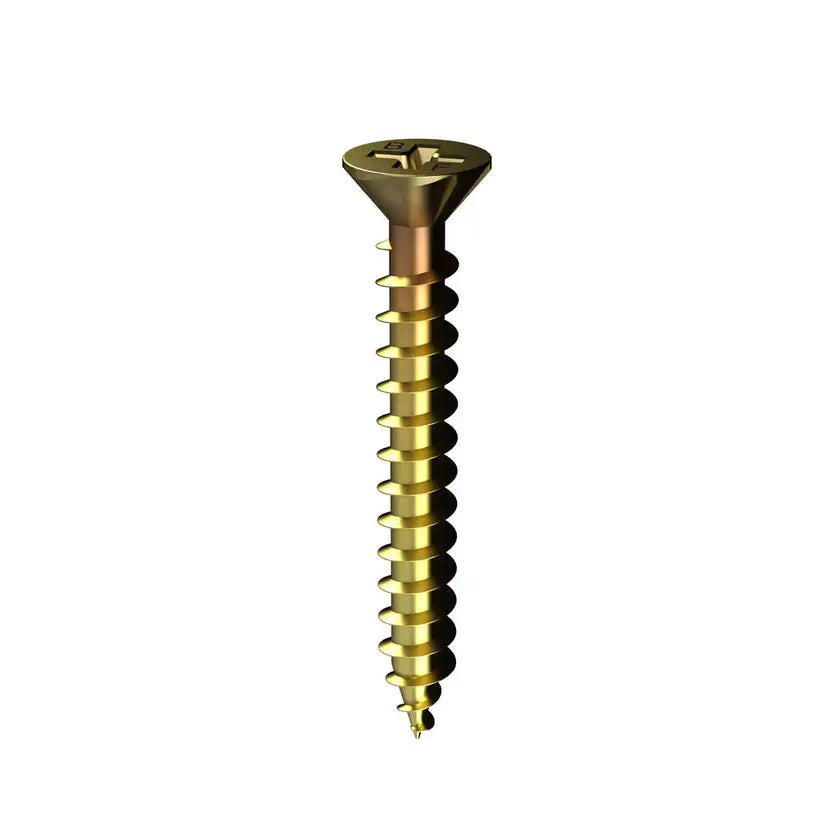 10G Yellow Zinc Coated Chipboard Screws - PH2 Phillips Head - Durable & Rust-Resistant for Woodworking, Cabinets, and DIY Projects