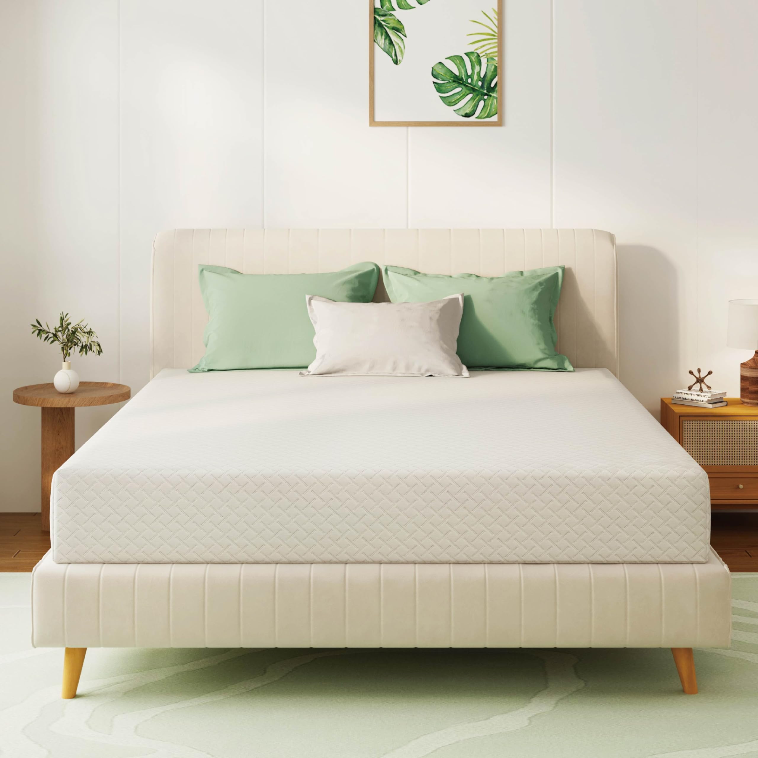 10 Inch Full Size Green Tea Memory Foam Mattress - CertiPUR-US Certified, Fiberglass Free, Cooling Gel Infused for Pressure Relief & Cool Sleep, Bed in a Box with Removable Washable Cover - Perfect for Guest Rooms, Dormitories & Hot Sleepers