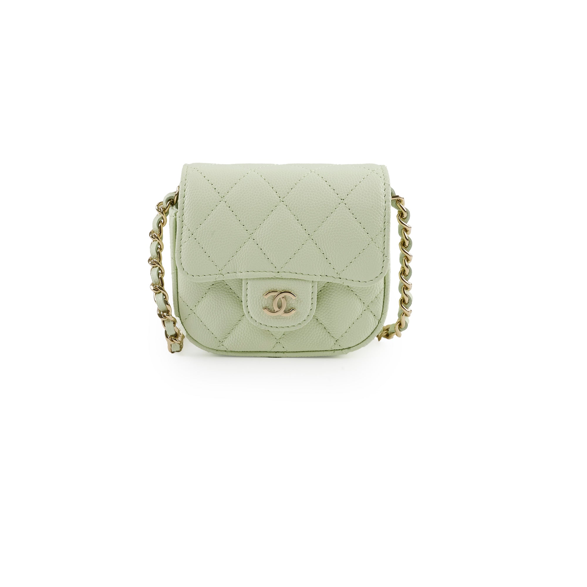 Chanel Caviar Mini Clutch With Chain Mint Green - Luxury Designer Crossbody Bag for Women | Perfect for Evening Parties, Date Nights & Special Occasions