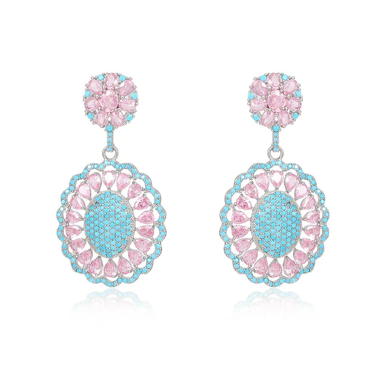 Luxury Cubic Zirconia Oval Hollow Drop Earrings for Women - Elegant Heavy Statement Jewelry for Wedding, Bridal Party, Banquet & Evening Dresses (LYI141) | Perfect for Formal Events, Date Nights & Special Occasions