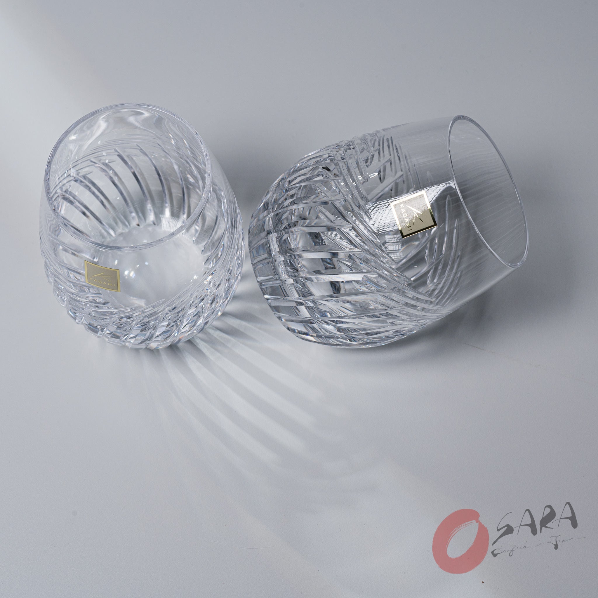 KAGAMI Handmade Japanese Crystal Whiskey Glasses Set of 2 - 250ml Elegant Barware for Cocktails, Scotch & Bourbon - Perfect for Home Bars, Gifts & Special Occasions