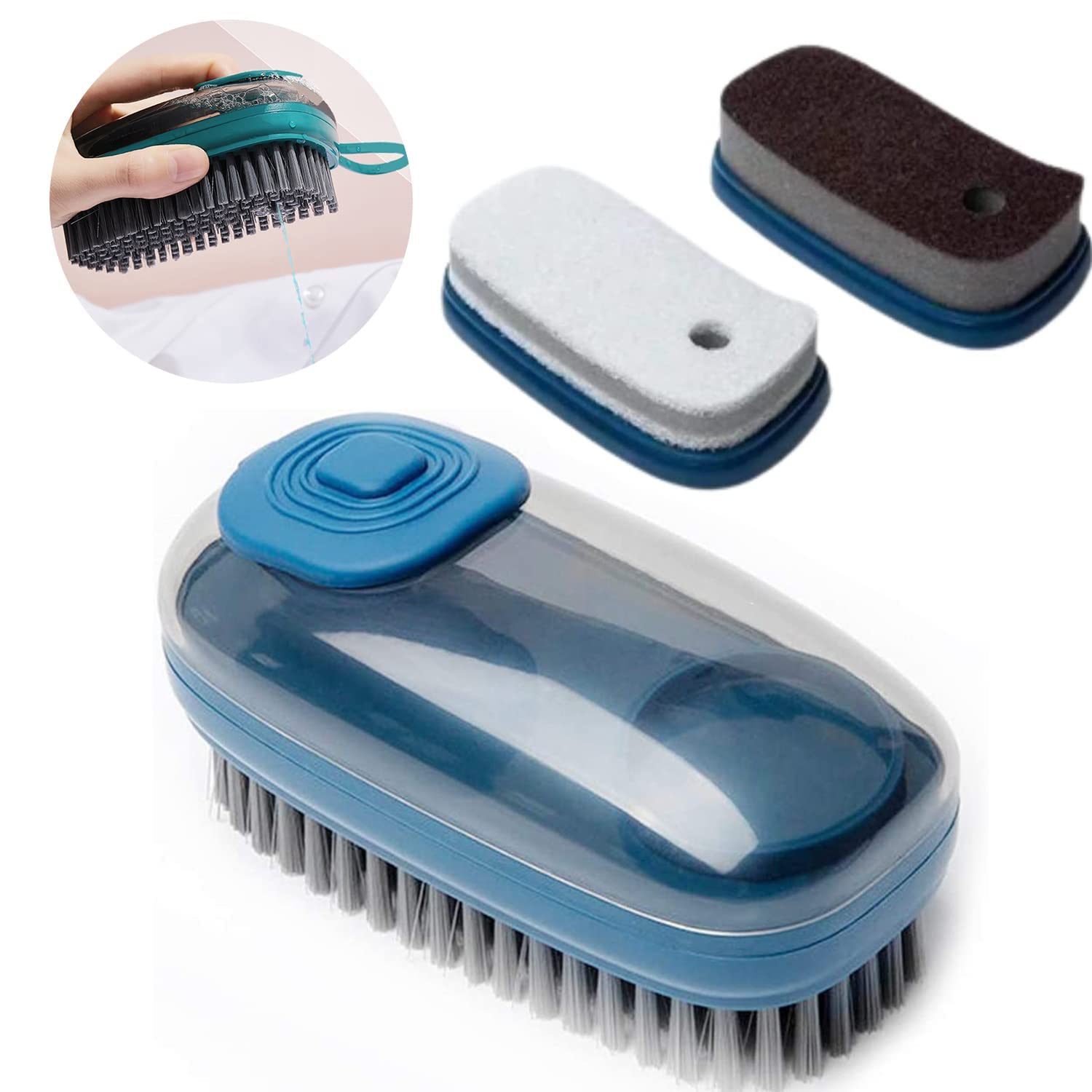 **Heavy-Duty Hydraulic Cleaning Brush - Multipurpose Kitchen Scrubber for Dishes, Pots & Pans - Dishwasher Safe Scouring Pad with Emery Sponge - Household Cleaning Gadget & Dish Scrubber Rag (Blue) - Perfect for Deep Cleaning Stubborn Grease & Food Residue**