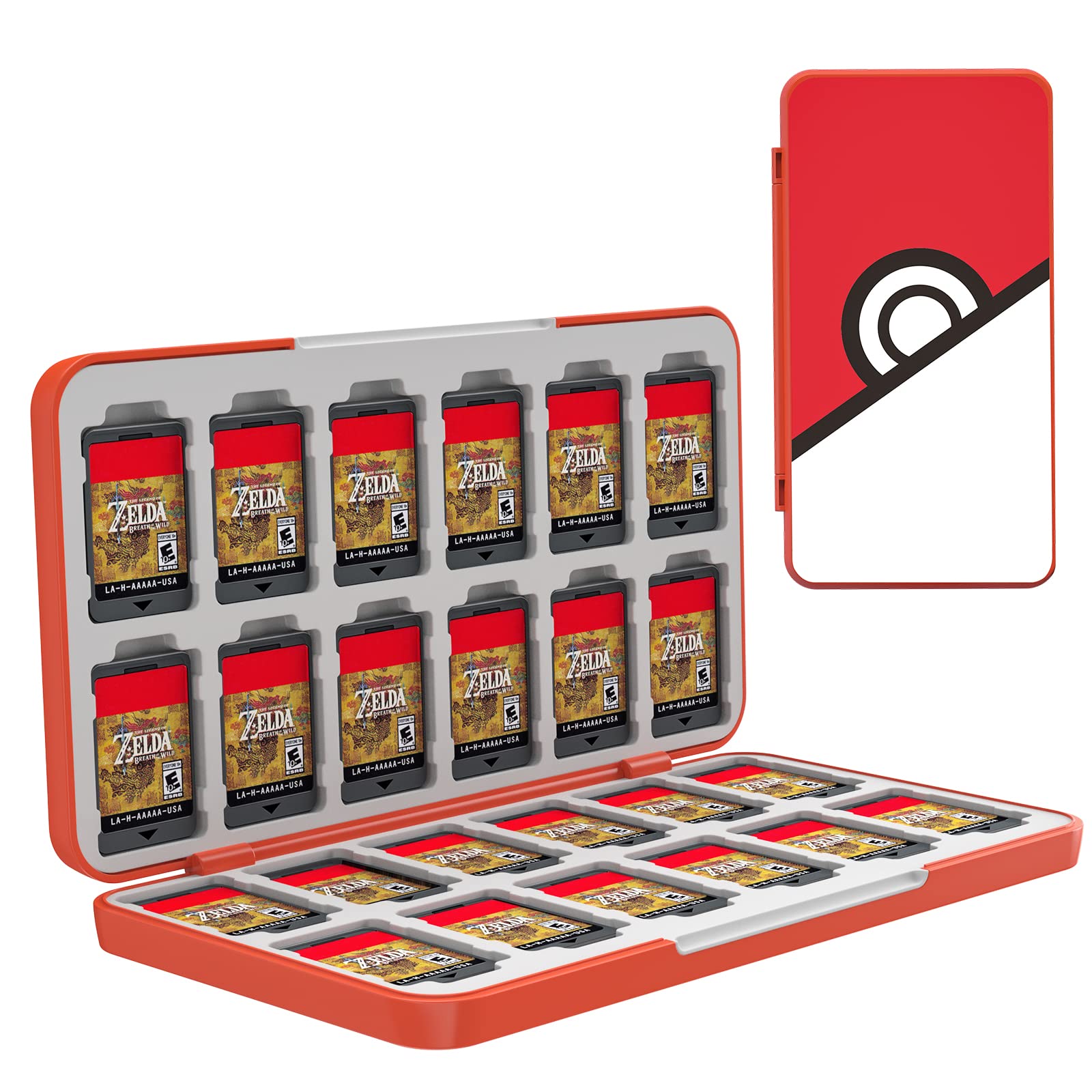 TiMOVO 24 Game Card Holder Case for Nintendo Switch OLED/Switch/Switch Lite - Compact Portable Storage Box for Switch Game Cartridges & 24 SD Cards - Perfect for Travel, Gaming Parties & On-the-Go Protection (Pokeball Design)