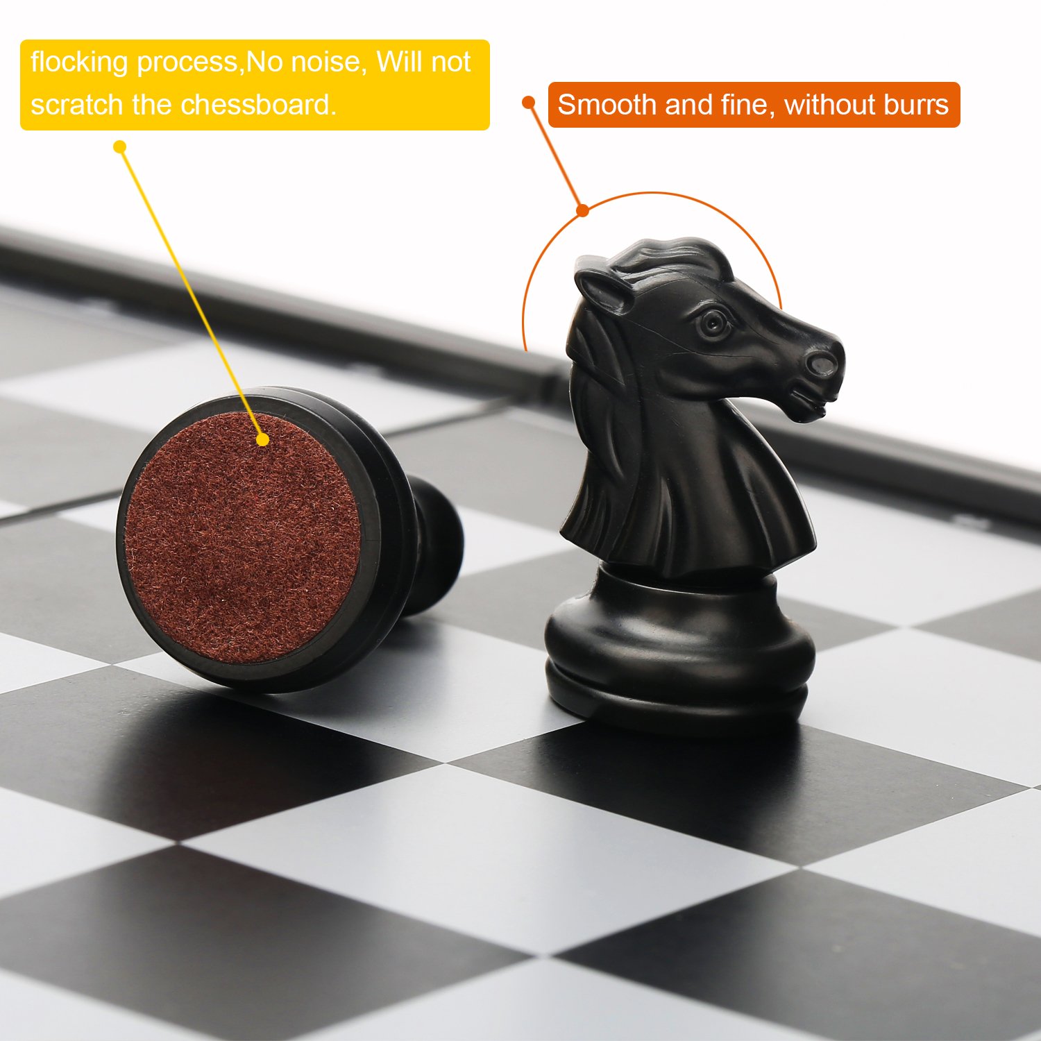 3-in-1 Magnetic Chess, Checkers & Backgammon Set - Portable Folding Board Game for Kids & Adults (Black & White Chess Pieces) - Perfect for Travel, Family Game Nights & Indoor Entertainment