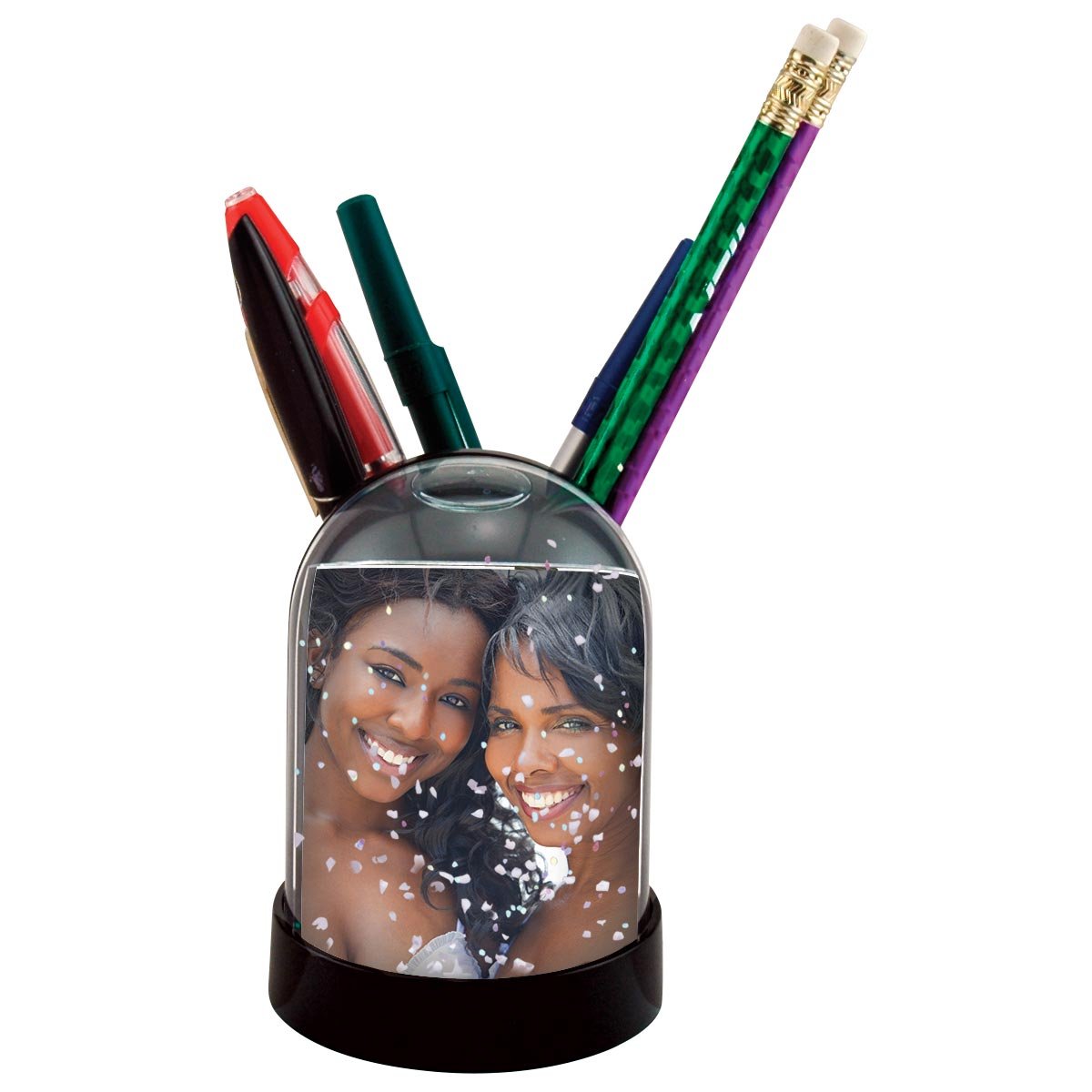 Neil Enterprises Inc. Snow Globe Pencil Holder with Photo Insert - Perfect Desk Organizer for Office, Home Decor & Gift Idea