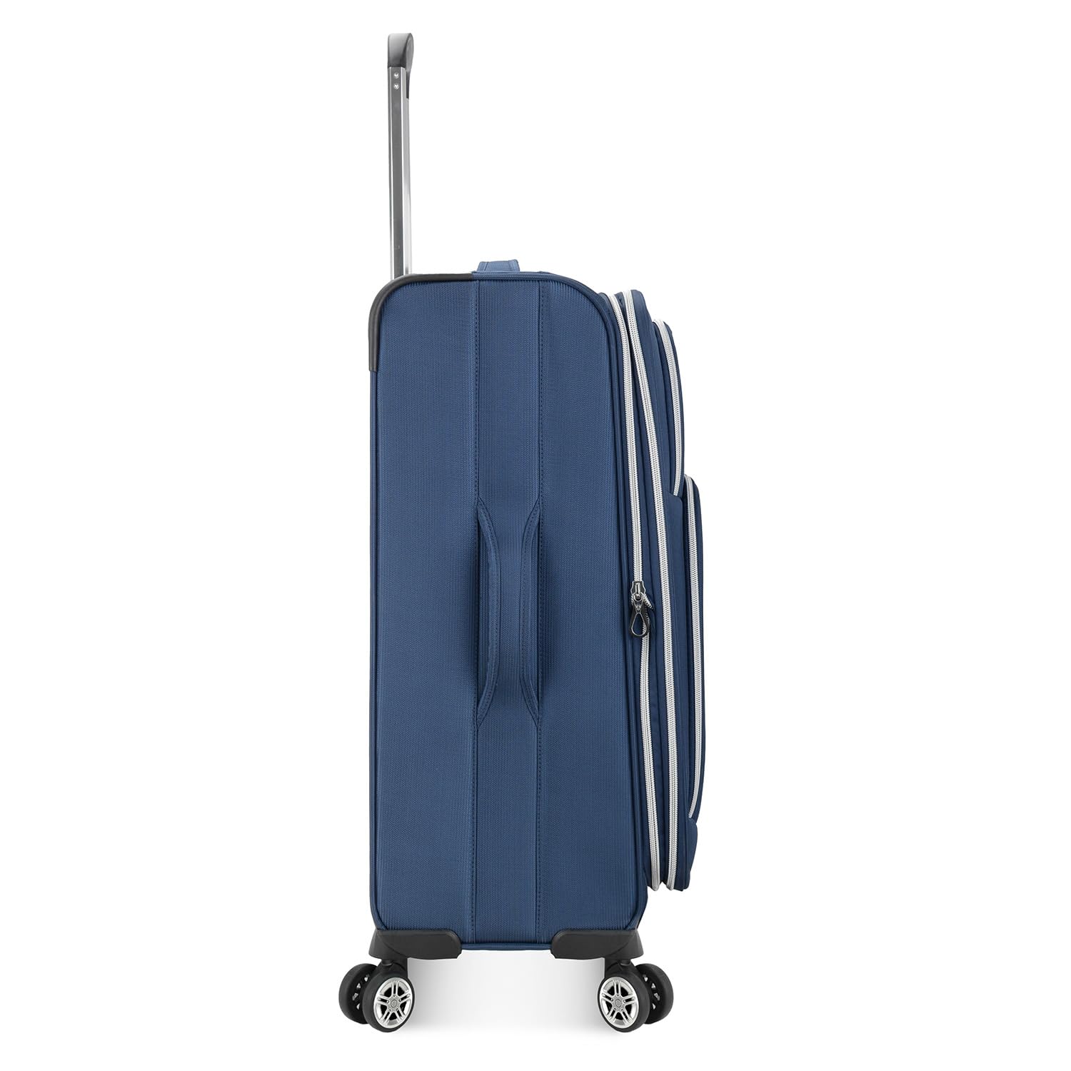 Lares Softside Expandable Spinner Luggage 26-Inch Checked Suitcase - Navy Blue Travel Bag for Airlines, Business Trips & Family Vacations | Durable Lightweight Expandable Design