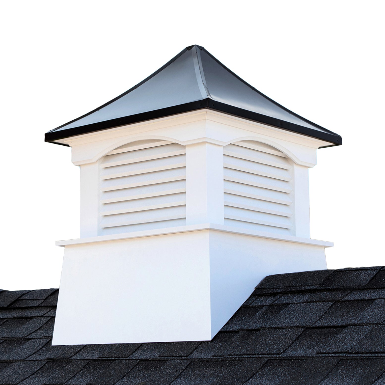 Premium Coventry Vinyl Cupola with Black Aluminum Roof - Weatherproof & Durable Home Decoration for Farmhouse, Barn, or Garage - Perfect for Ventilation & Aesthetic Appeal