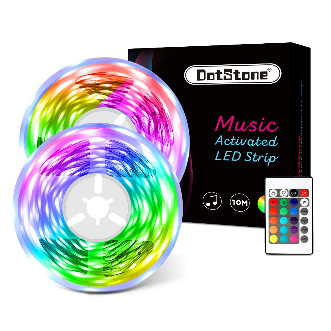 32.8ft RGB LED Strip Lights with Remote - Color Changing SMD 5050 Flexible Tape Lights for Home, Kitchen, Bedroom, Desk & Party Decor | Sync with Music for Dynamic Lighting Effects