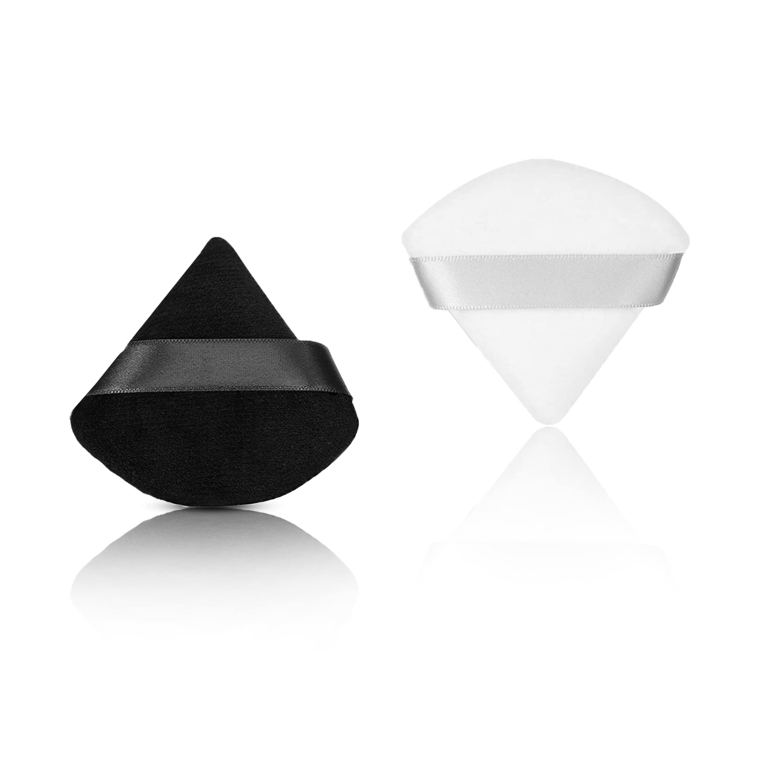 2PCS Washable Triangle Powder Puff - Soft Makeup Sponge for Foundation & Cosmetic Blending, Reusable Wet/Dry Beauty Blenders (Black & White) - Perfect for Liquid, Cream & Powder Makeup Application