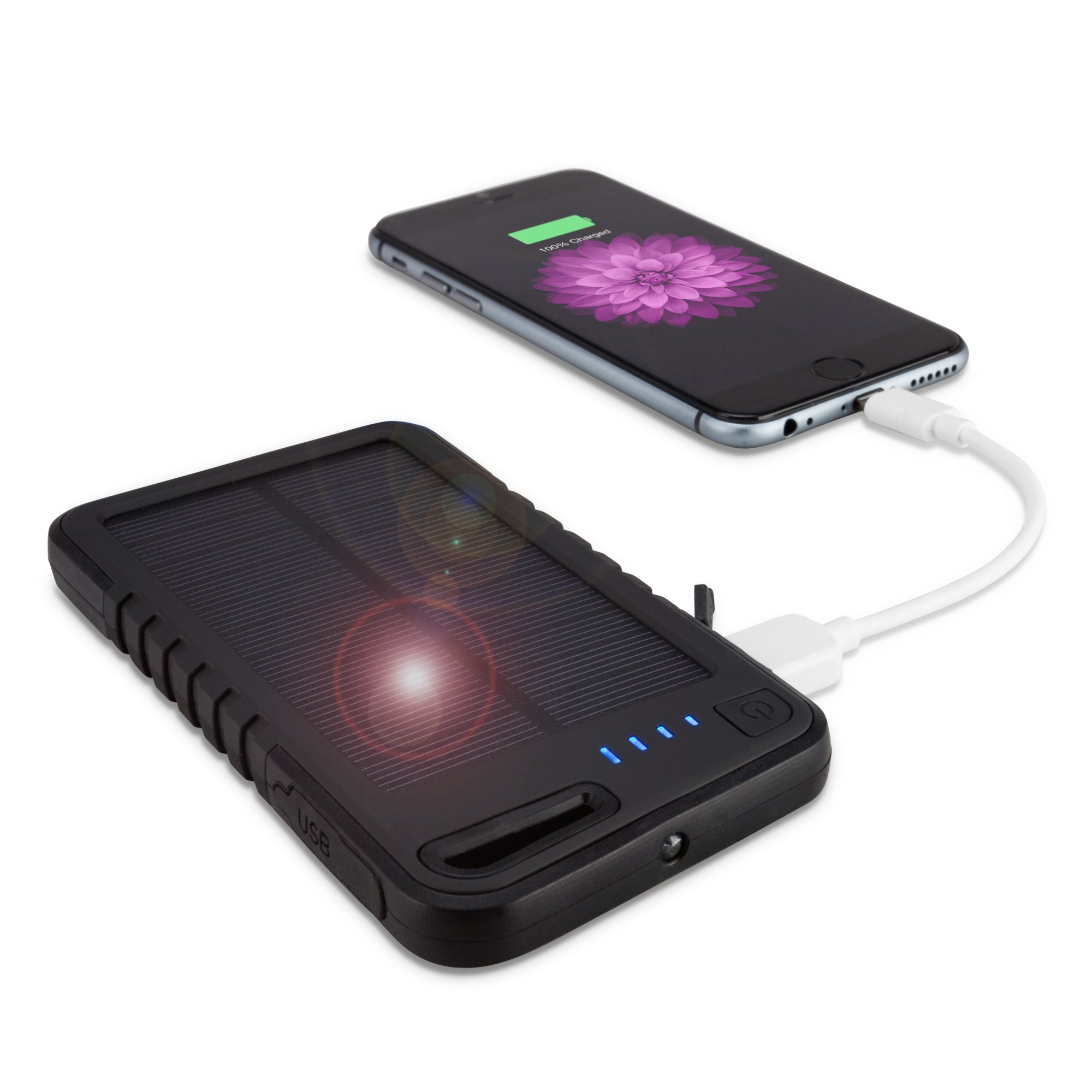 BoxWave 10000mAh Solar Power Bank - Compatible with Kindle Fire HD 8.9 (2nd Gen 2012), Portable Solar Charger with Backup Battery for Camping, Hiking & Emergency Power Outages - Jet Black