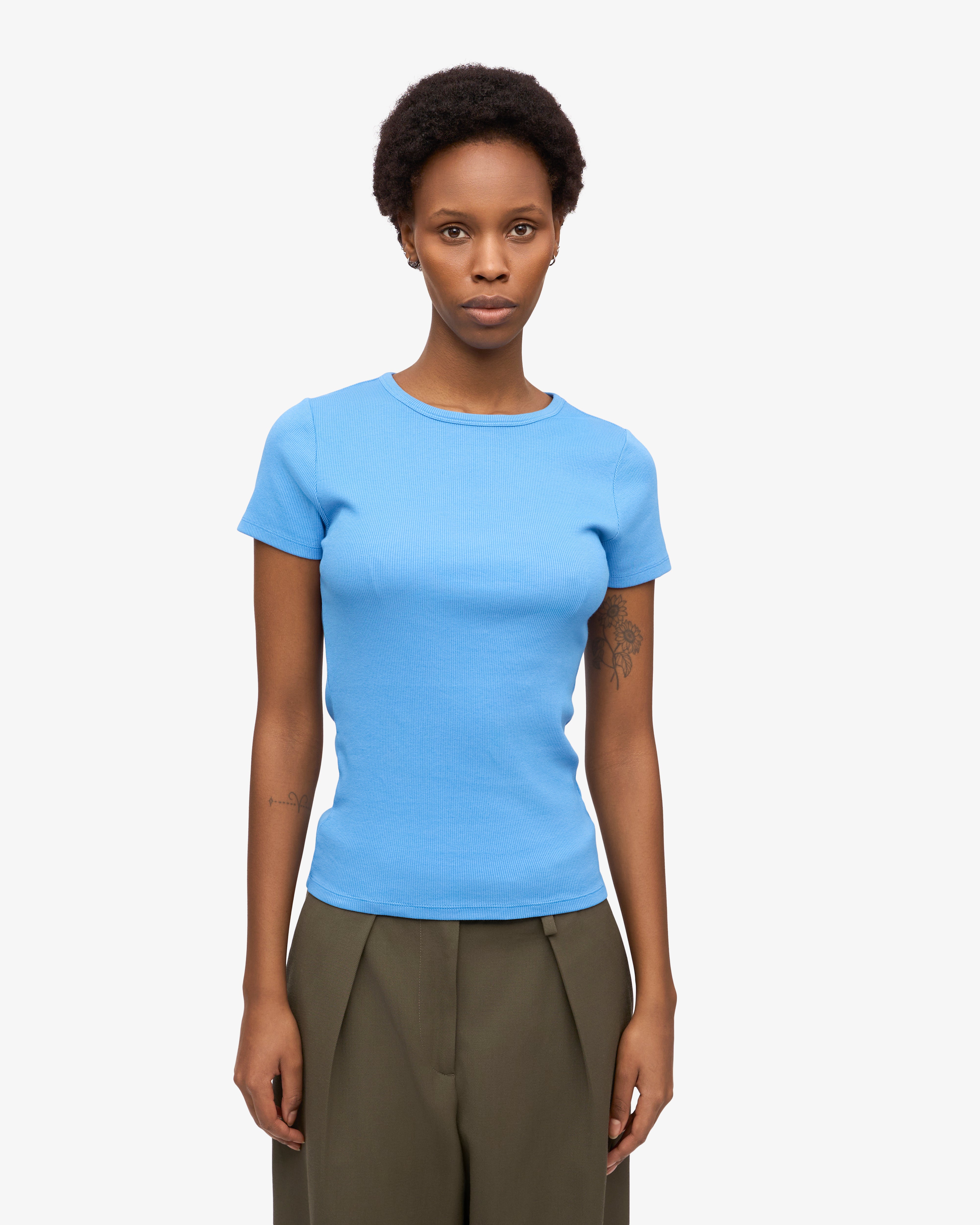 Organic Cotton Ribbed T-Shirt for Men & Women - Deep Black - Soft & Comfortable Casual Wear for Everyday Outfits & Layering