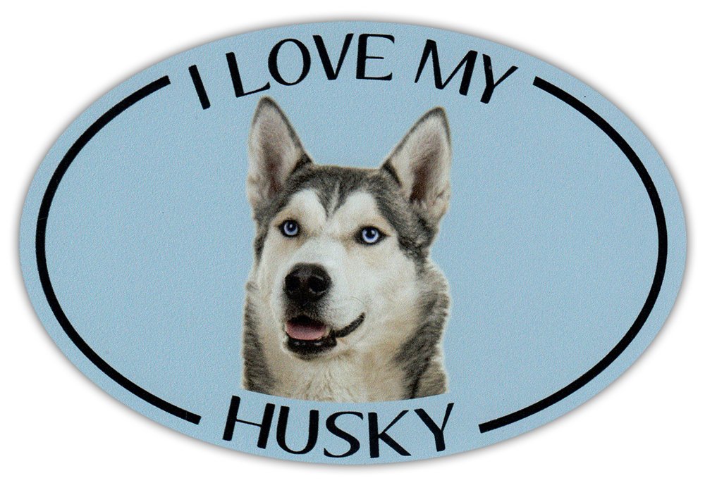 Husky Car Magnet - I Love My Siberian Dog - for Bumper & Fridge