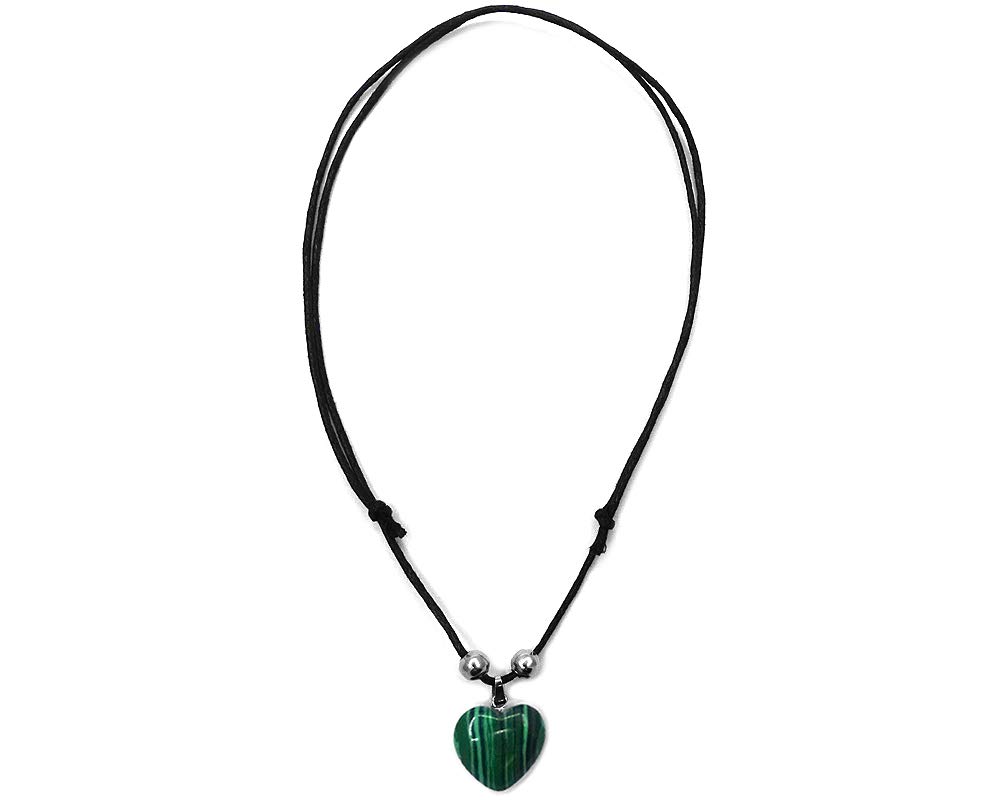 Heart Shaped Tumbled Healing Gemstone Crystal Pendant Adjustable Necklace - Women's Fashion Handmade Chakra Jewelry Boho Accessories for Meditation, Yoga & Spiritual Gifts