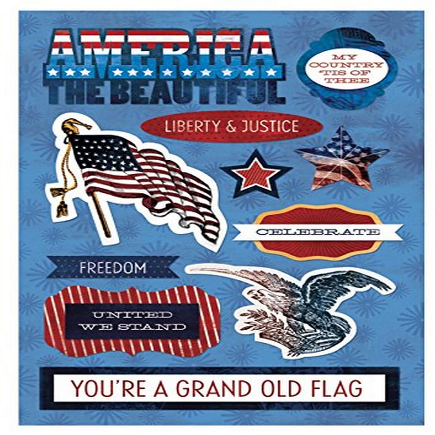 KAREN FOSTER Premium Cardstock Stickers - America The Beautiful Scrapbooking Decals | Perfect for DIY Crafts, Journaling, and Scrapbook Projects