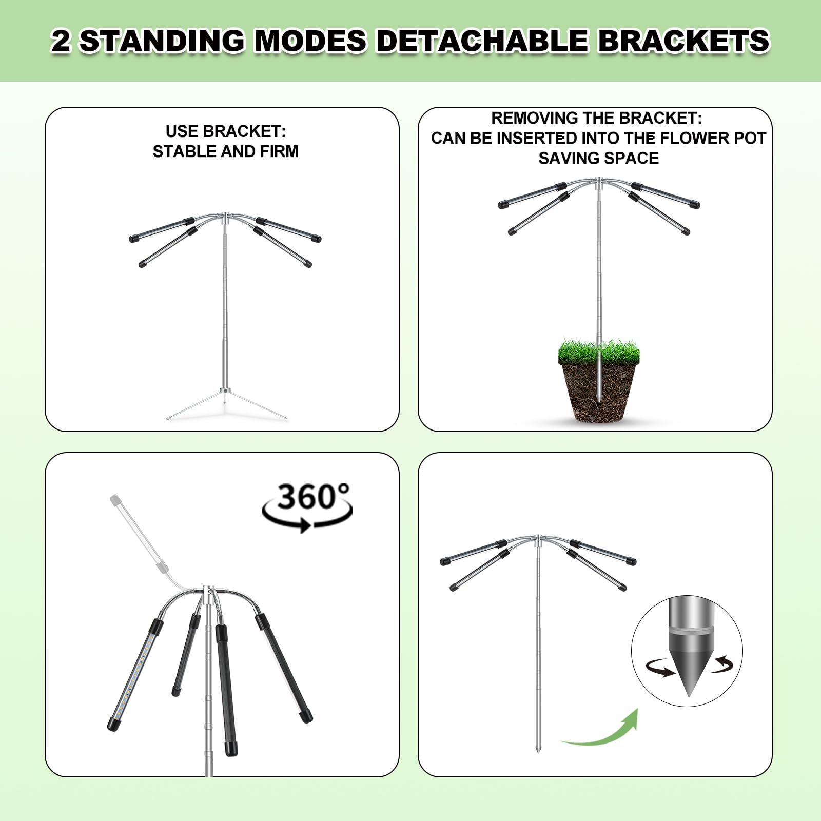 Full Spectrum LED Grow Lights for Indoor Plants - Adjustable Height 10-55