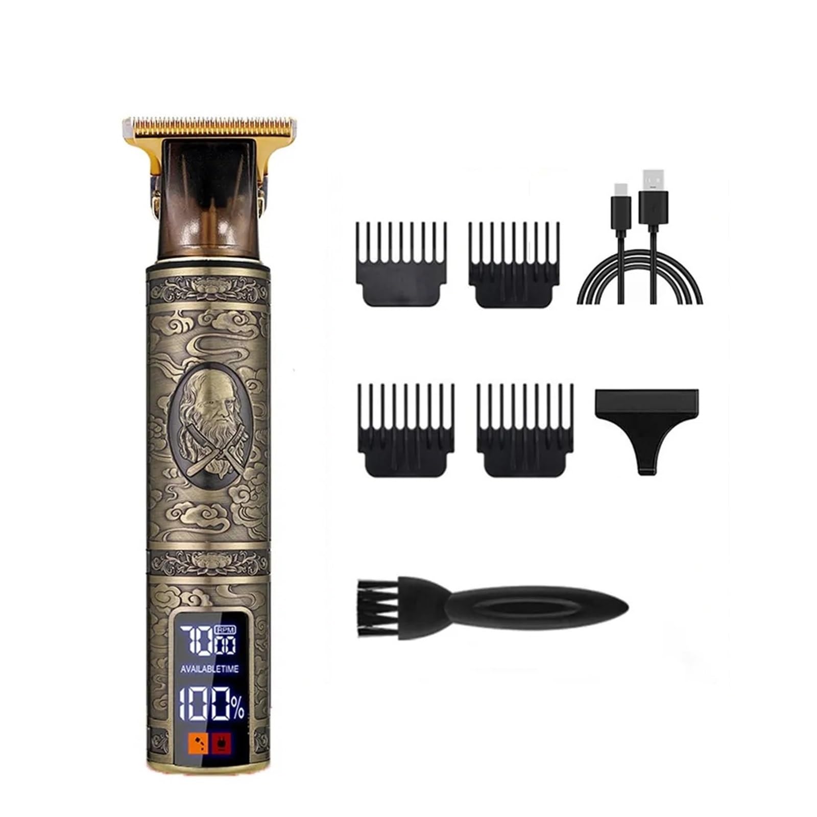 Professional T9 Cordless 0mm Electric Hair Clippers for Men - Vintage Razor Style Trimmer with Digital Display 21 - Perfect for Home Haircuts, Beard Trimming & Grooming